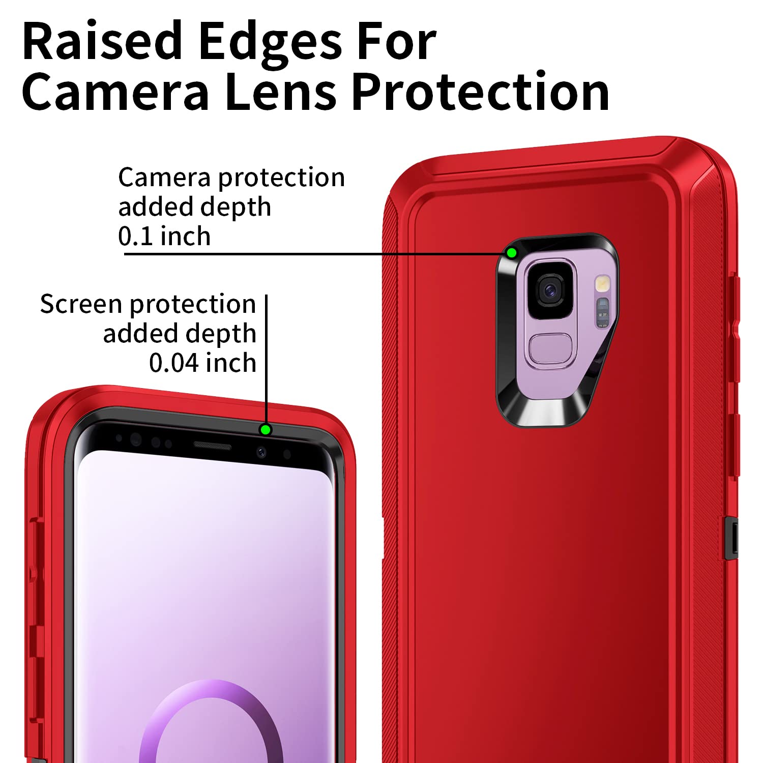 Mieziba Galaxy S9 Heavy Duty Shockproof 3-Layer Full Body Protection Rugged Phone Case Red/Black