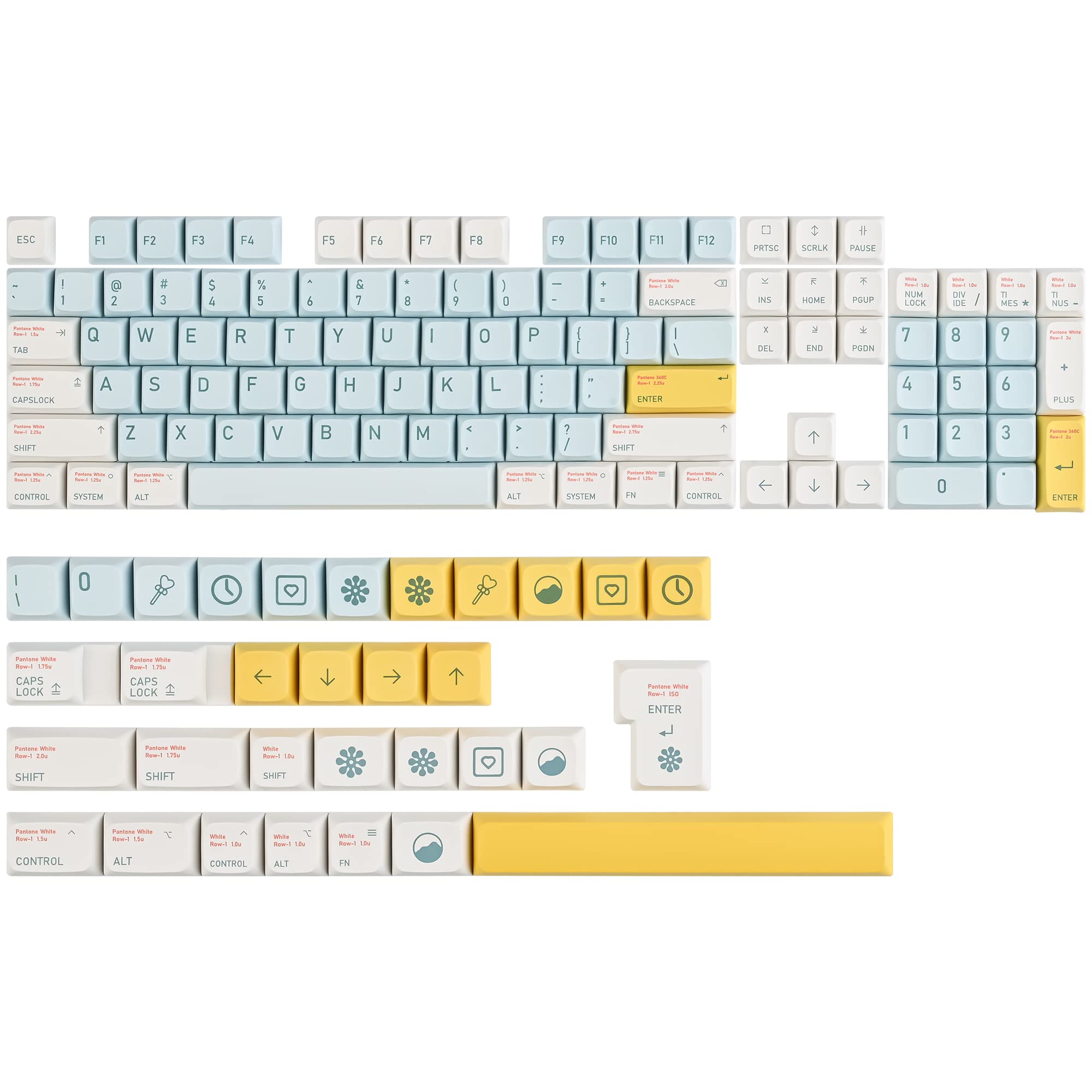 Surmen Cute Pbt Keycaps Xda Profile Keycaps 60 65 Percent For Cherry Gateron Mx Switches Mechanical Keyboard (Sky)