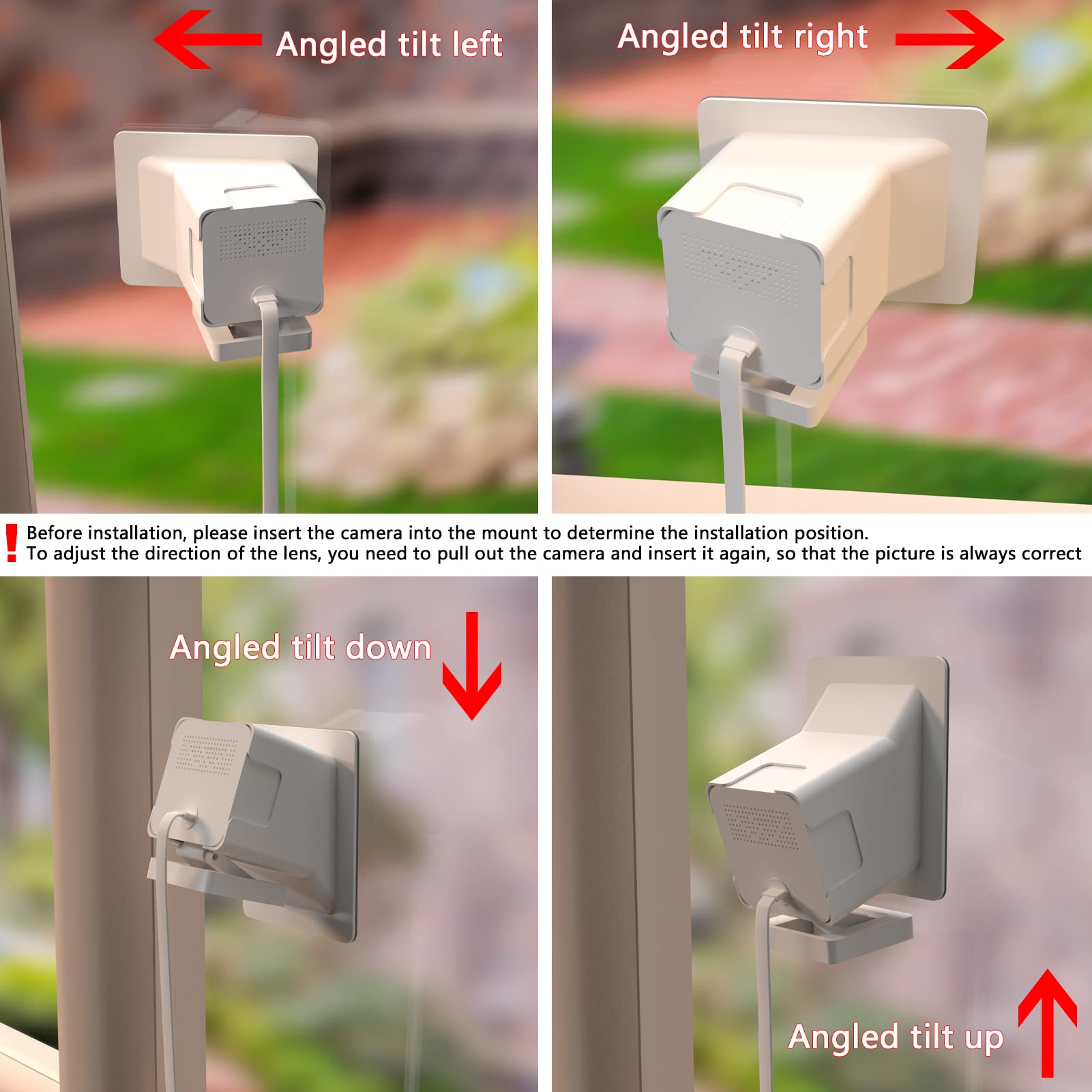 Teccle Angled Window Mount For Wyze Cam V4 Cam V3 , 20 Degrees Tilt ( Up/Down/Left/Right ), Through Window Use Cam V4 V3, Helps You Watch Front Yard And Driveway (White/Pack Of 1)