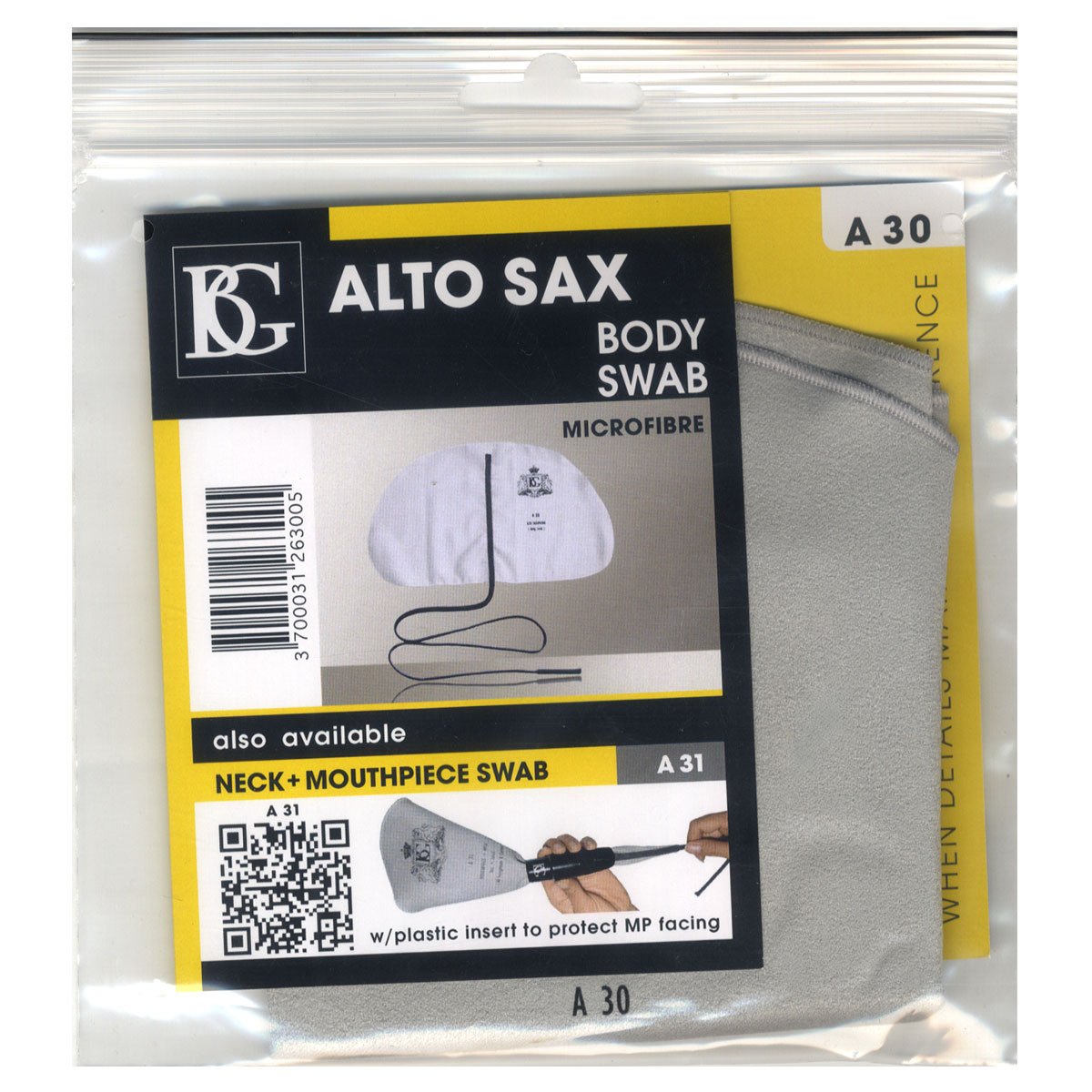Bg(0002698761) Bg A30 Instrument Swab For Alto Sax, Saxophone Cleaning And Care Product (A31)