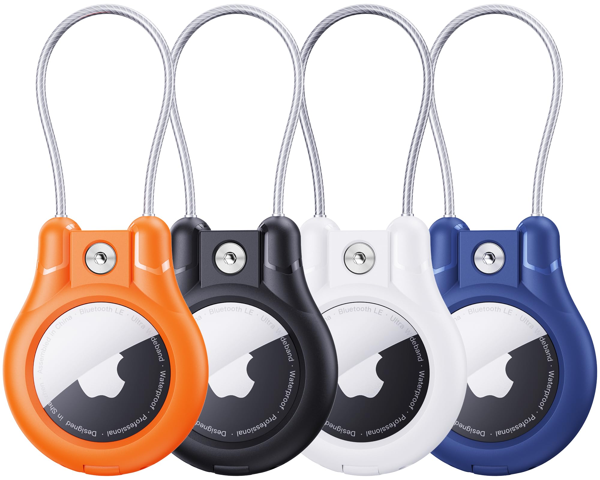 IPX8 Waterproof for AirTag Holder - 4 Pack Lock Case with Keychain for Apple AirTag 1st & 2nd Generation, Air Tag Keyring with W