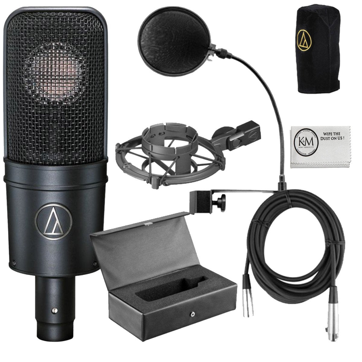 Audio Technica At4040 Bundle + Pop Filter + 1 20 Ft Xlr Cable