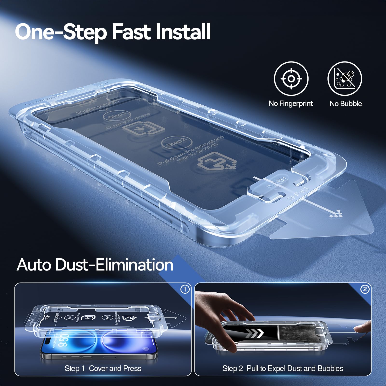 Smartdevil 2 Pack For Iphone 16 Plus Privacy Screen Protector, 9H Protection Anti Spy Privacy Glass Tempered Film With Auto Dust