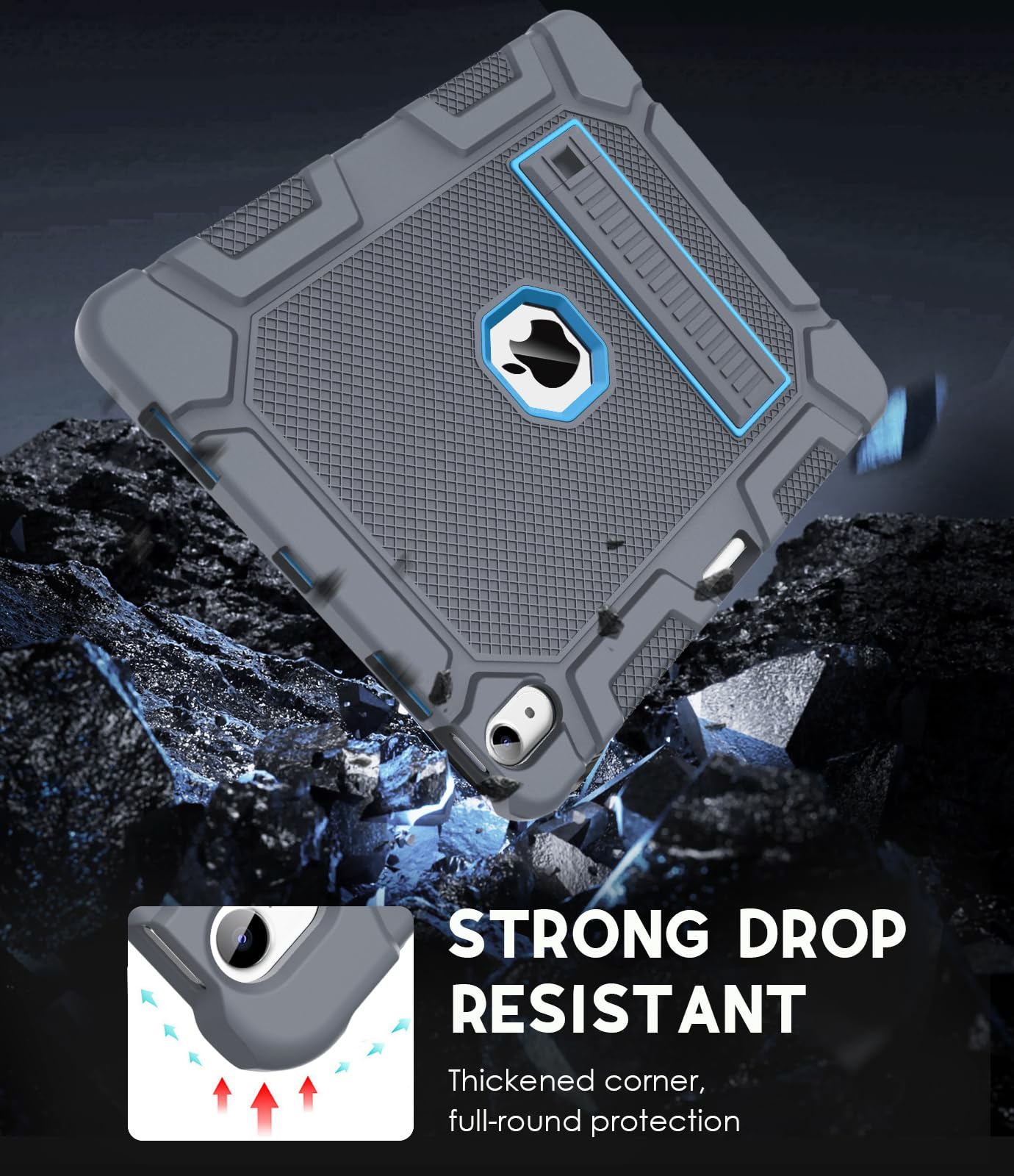 Azzsy Case For Ipad Air 13 Inch (M2) 2024 Release, [Built In Pencil Holder] Heavy Duty Shockproof Rugged High Impact Protective