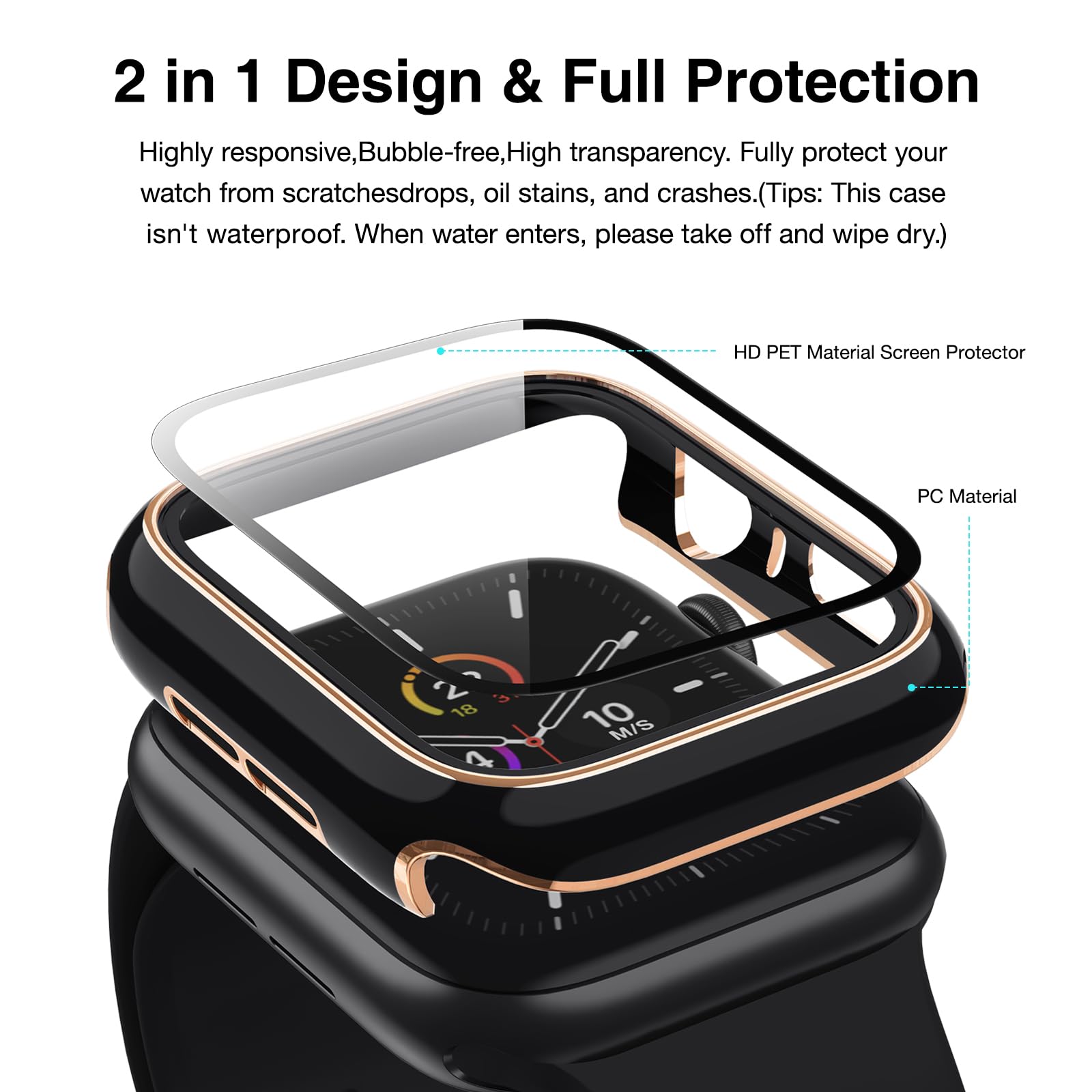 Lovrug 2 Pack Cases Compatible With Apple Watch Case 42Mm Series 3/2/1 Built In Tempered Glass Screen Protector Ultra-Thin Bumpe
