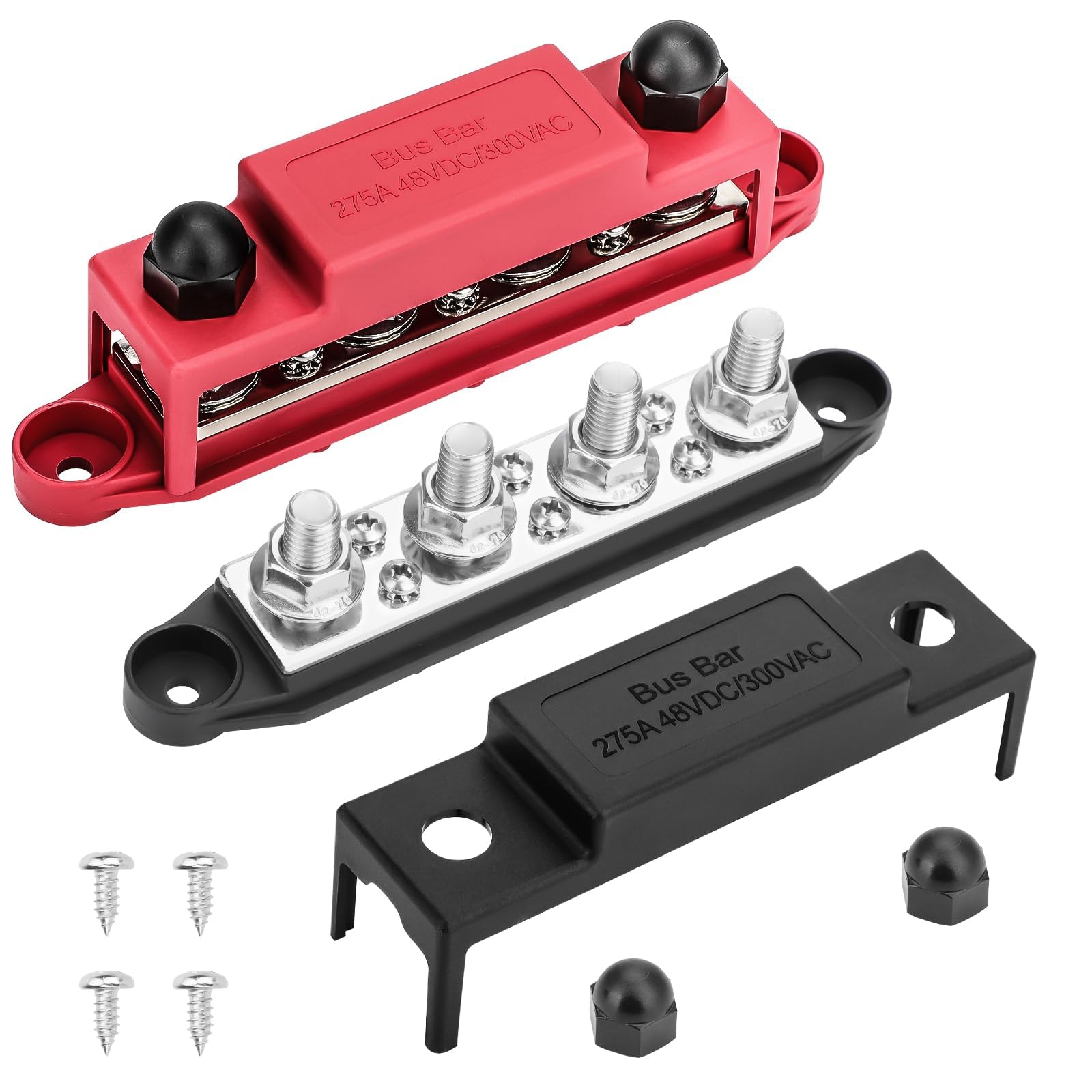 Linkstyle Power Distribution Block, 275A 12V 48V Marine Bus Bar, Battery Busbar Terminal Block, For Automotive Car Rv Boat Solar