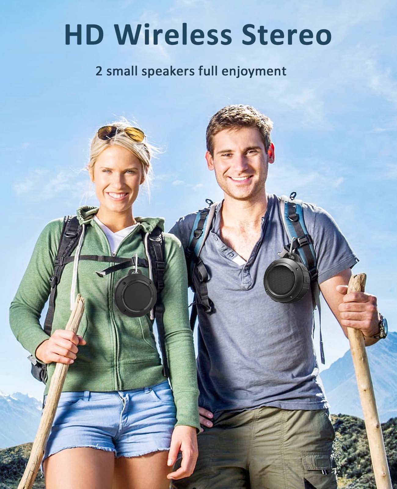 Kunodi Outdoor Waterproof Bluetooth Speaker, Wireless Portable Mini Shower Travel Speaker With Subwoofer, Enhanced Bass, Built I