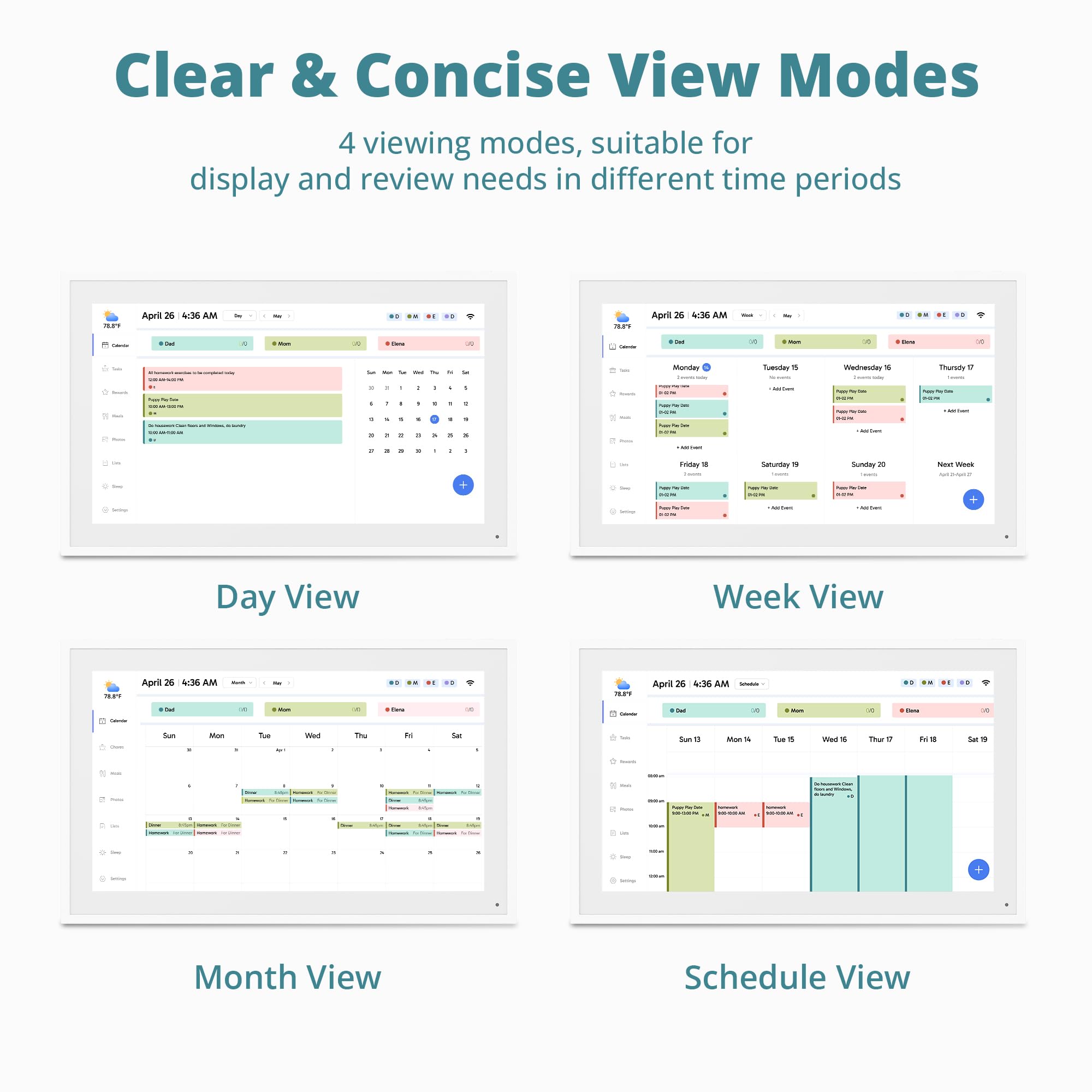 Digital Calendar 15.6-Inch Smart Chore Chart, Home Electronic Wall/Tabletop Calendar With Interactive Display/Touch Screen For F