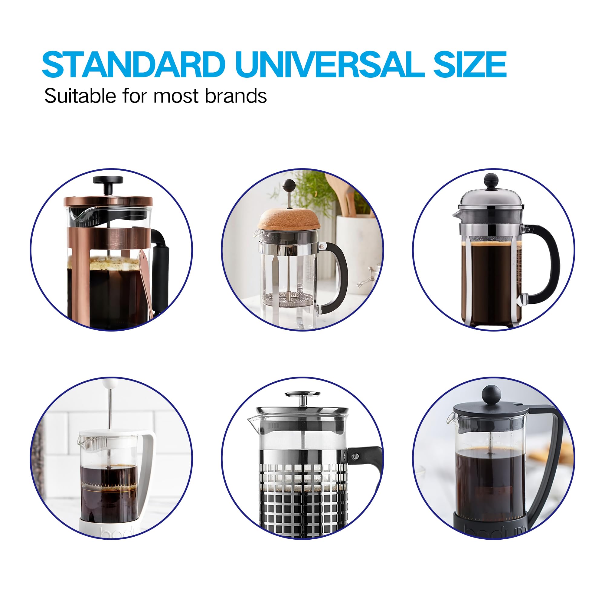 Ymmind Standard Universal Design 34 Oz French Press Replacement Glass Beaker, Fits Most Brands French Press Coffee Makers (1Quar