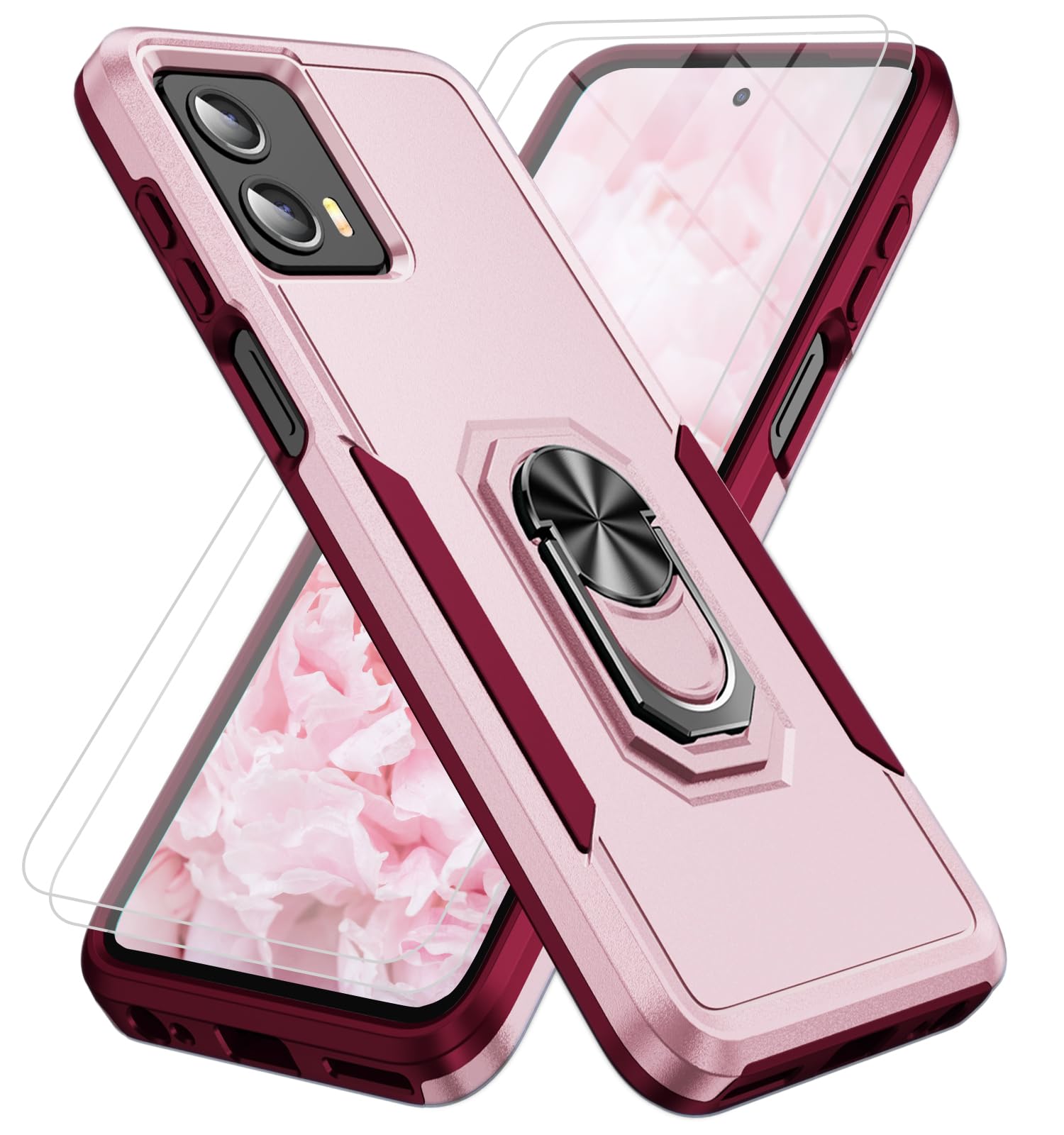 Bonkier for Moto G 5G 2024 Case [15 FT Military Grade Drop Protection], 2X Tempered Glass Screen Protector, Shockproof Case with