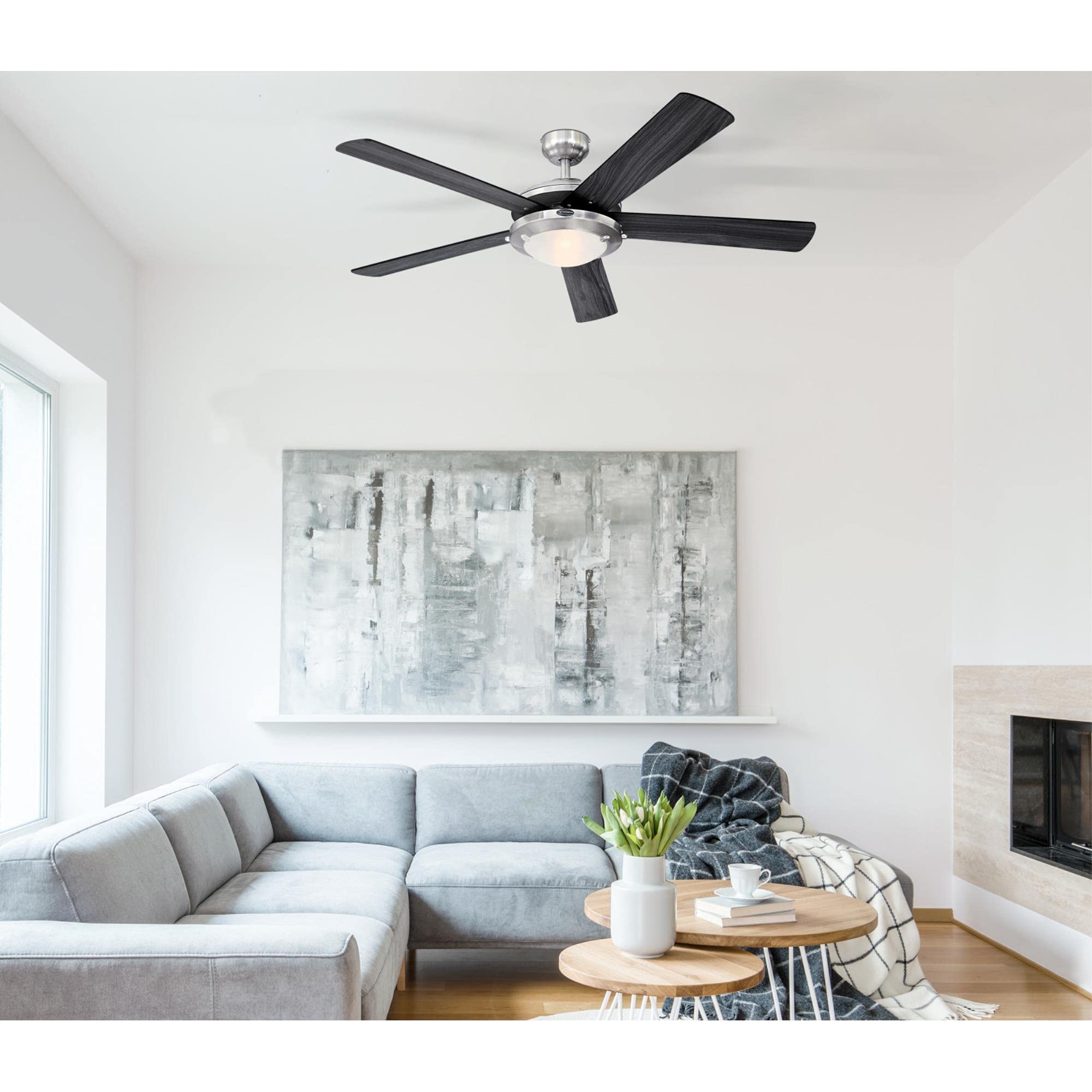 Westinghouse 7305400 Comet Led Ceiling Fan, 52 Inch, Brushed Nickel, Frosted Glass