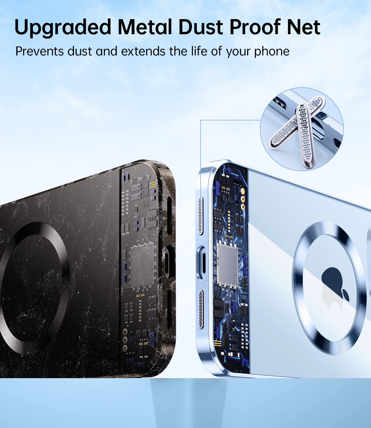 Jueshituo Magnetic Metallic Glossy Clear For Iphone 14 Plus Case With Full Camera Cover Protection [No.1 Strong N52 Magnets] [Mi