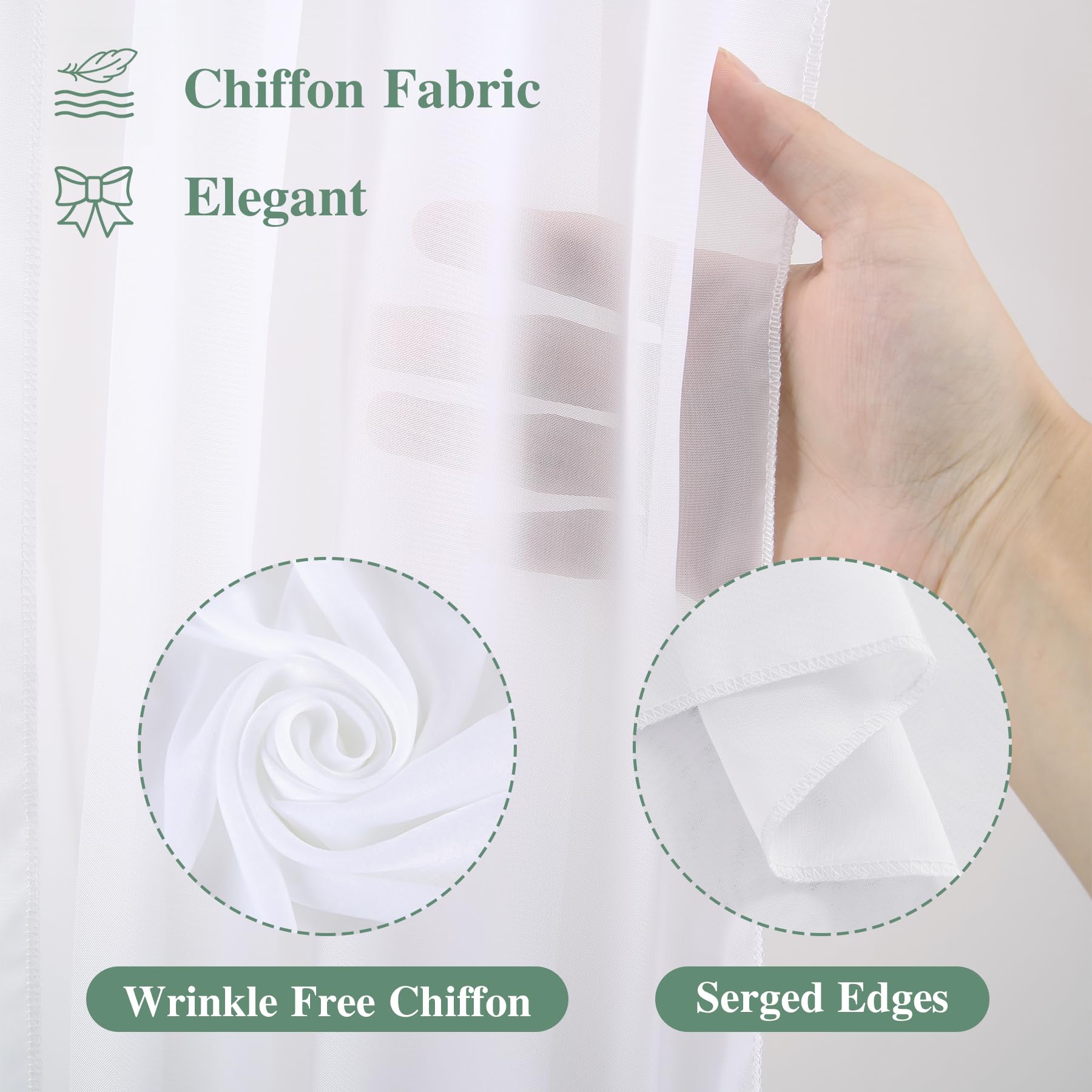 Wedding Arch Draping Fabric,2 Panels 18Ft White Wedding Arch Drapes Chiffon Fabric Drapery Arch Decorations For Ceremony Recepti