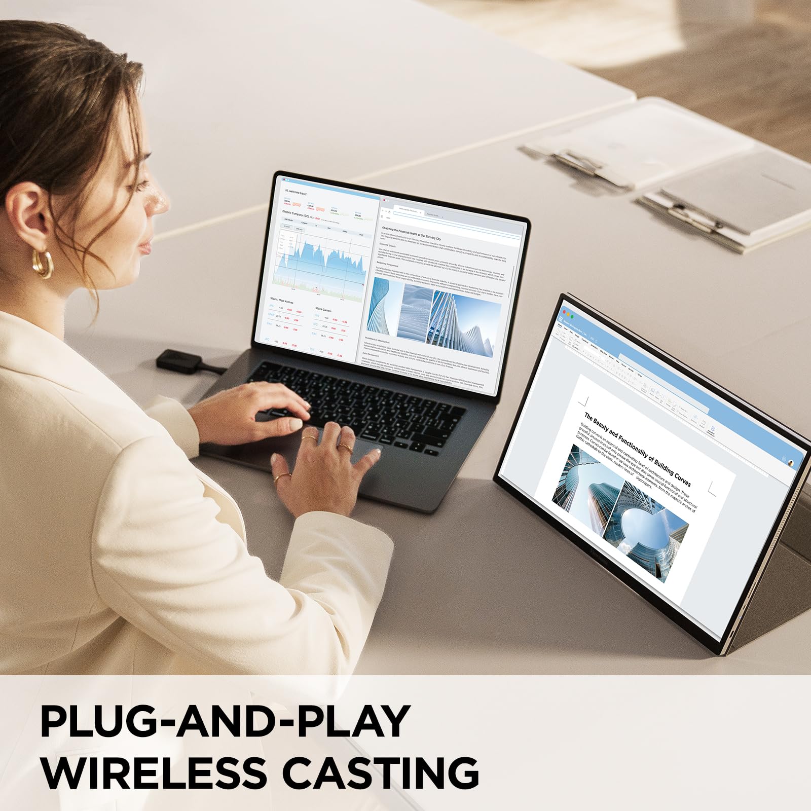 Viewsonic Vg1656N 16 Inch 1200P Ips Wireless Portable Monitor With 2 Way Powered 60W Usb C, Built In 4000 Mah Battery And Stand