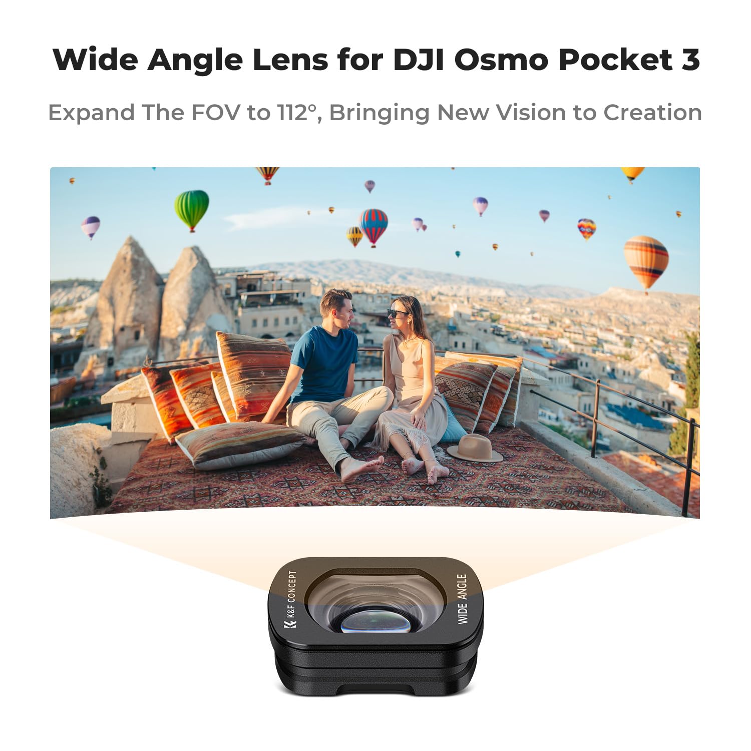K&F Concept Wide Angle Lens Compatible With Dji Osmo Pocket 3, Magnetic Attach/Multi Coated/Optical Glass