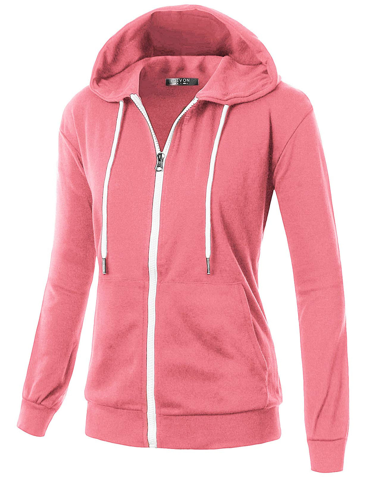Givon Basic Lightweight Zip Up Hoodie Long Sleeve Thin Jacket For Women With Plus Size  Dcf200 Pink Xs