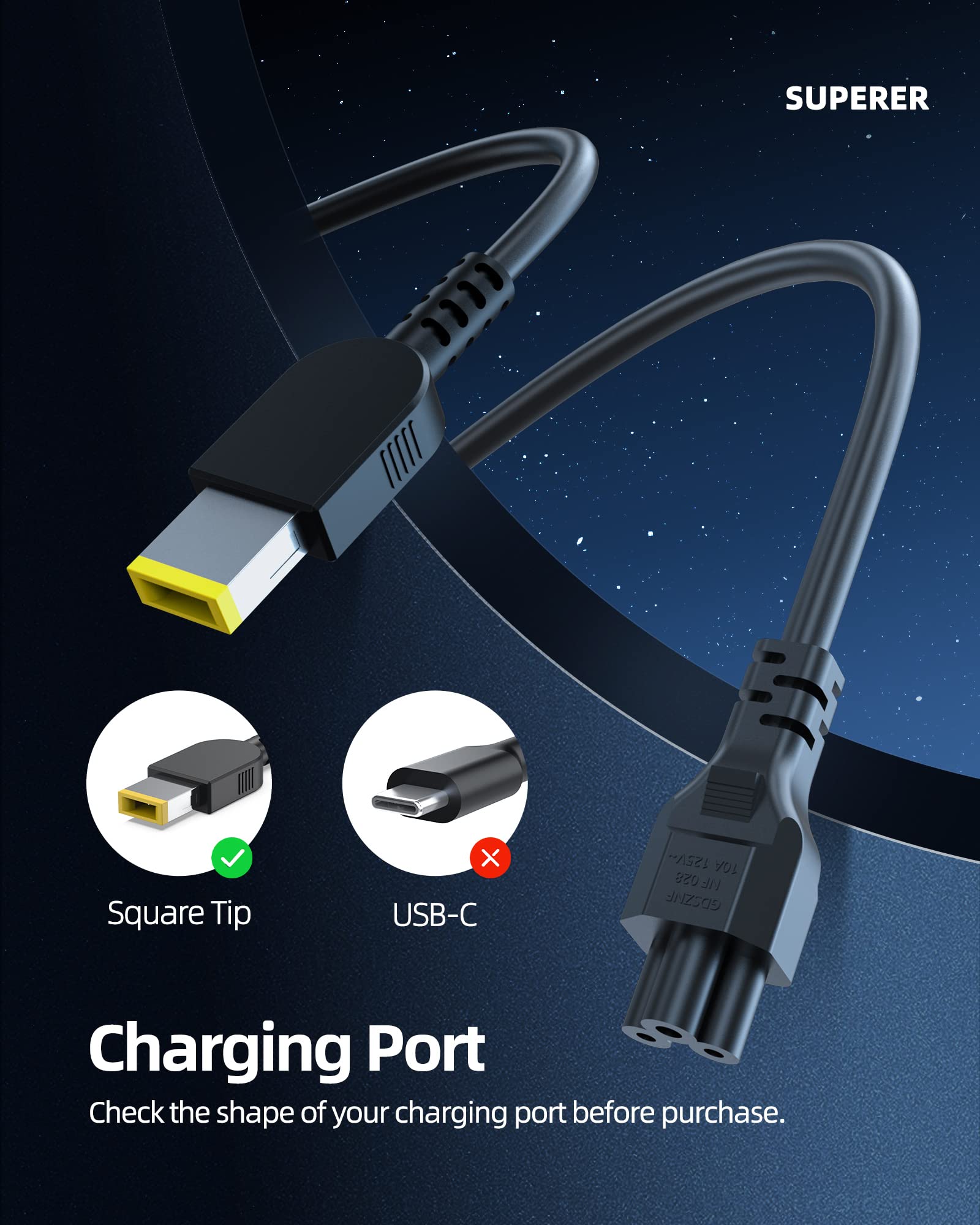 135W Ac Charger Fit For Lenovo Ideapad Yoga Y50 Y50P Y50C Y700 C940 G510 G505 G410 G405 720 15Ikb 700 15Isk 700 17Isk Laptop Power Supply Adapter Cord