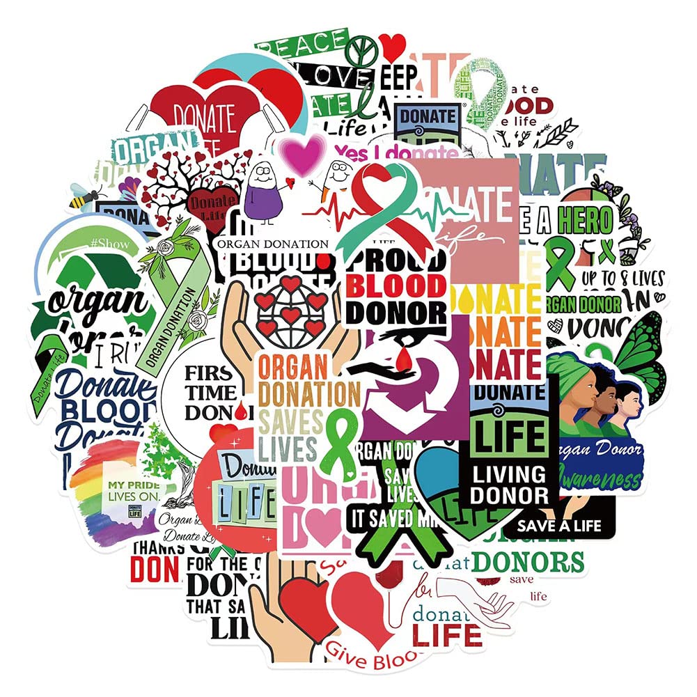 LICHI DECOR Donate Life Stickers - 50 Pcs Waterproof Vinyl Decals for Hardhat, Laptop, Water Bottles, Mobile Phone, Skateboard