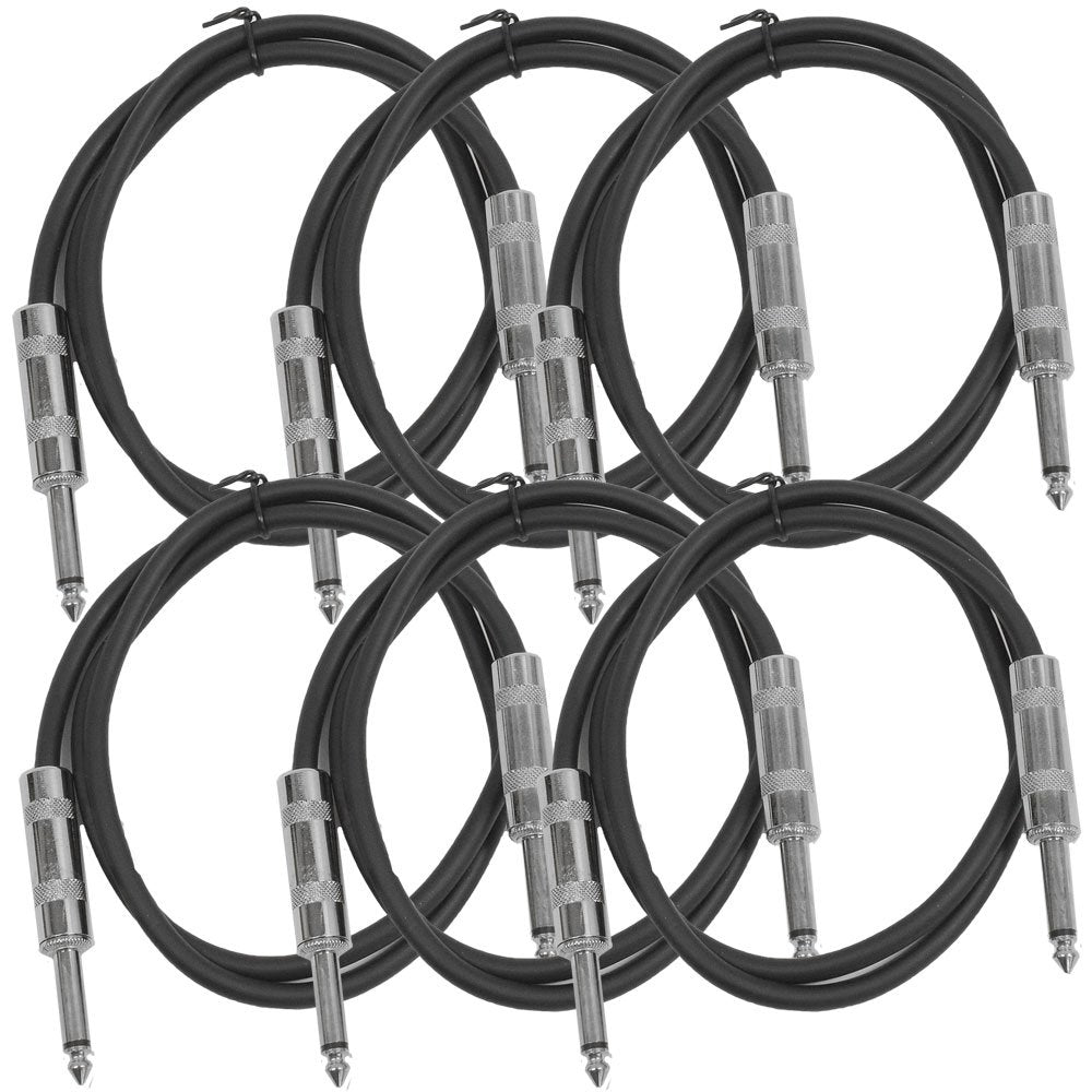 Seismic Audio Sastsx-3Black-6Pk 3-Feet Ts 1/4-Inch Guitar, Instrument, Or Patch Cable, Black