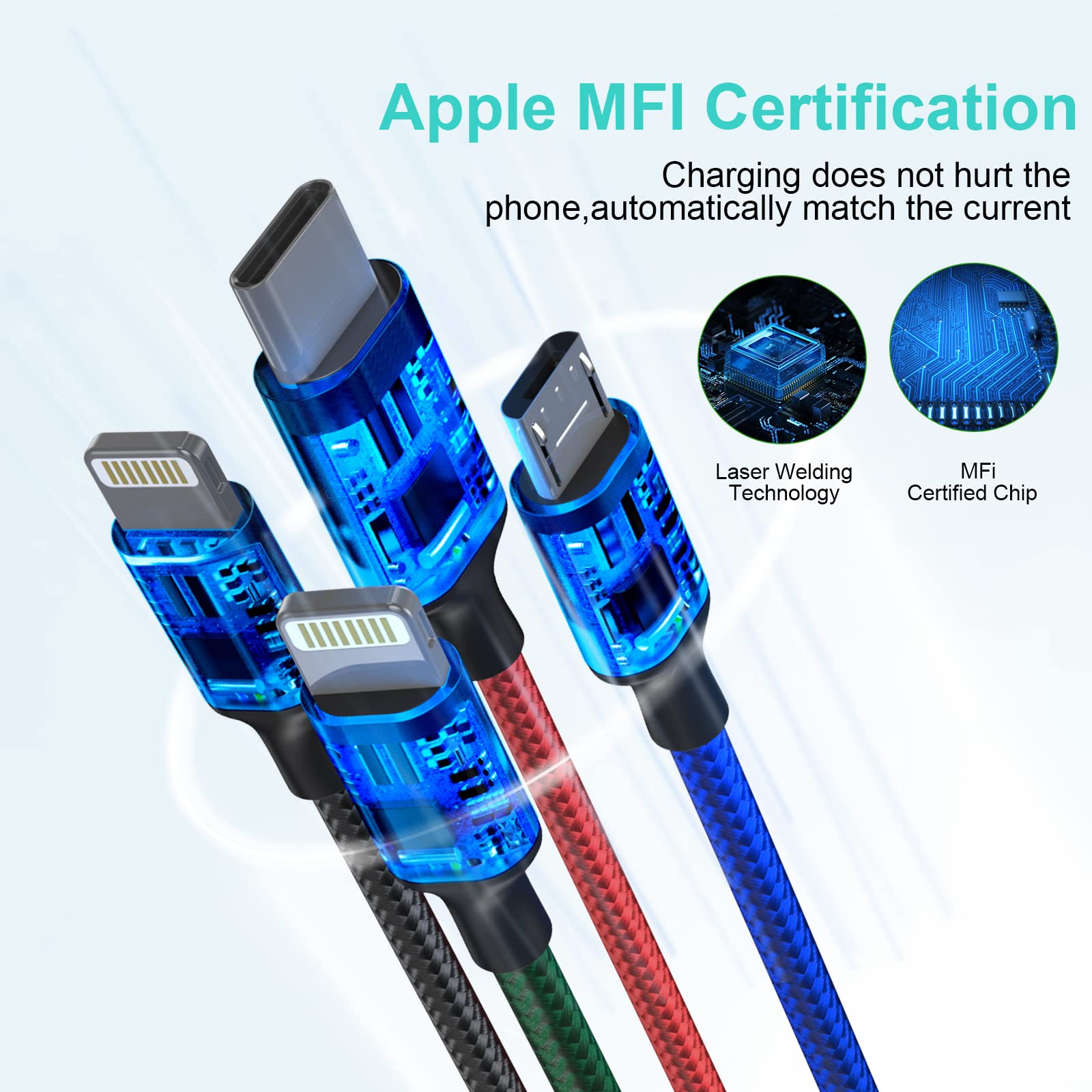 3M/10Ft 6 In 1 Multi Usb Universal Phone Charging Cable