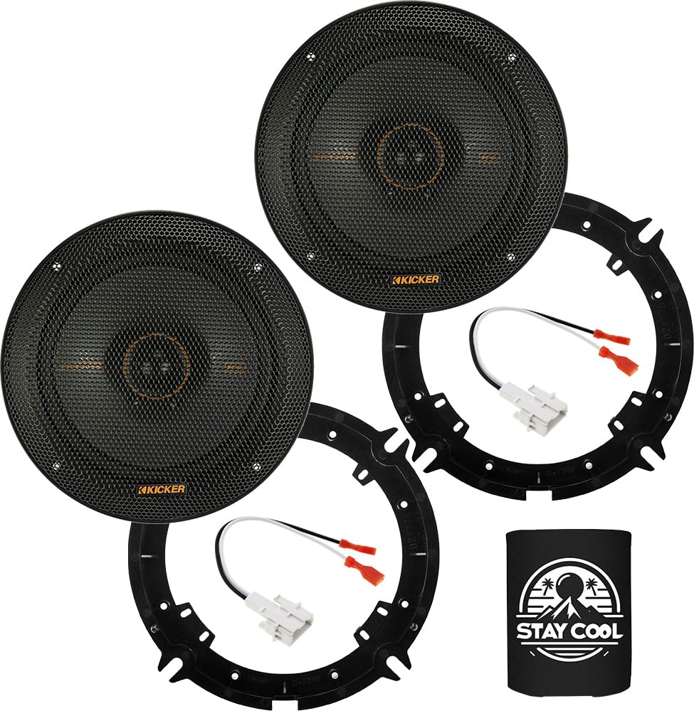 KICKER Front/Rear Door 6.5 Speakers Kia Forte (w/o HK) 2019-2024 Upgrade Kit - Pair of KS Series 6 1/2 Inch Coaxial Speakers wit