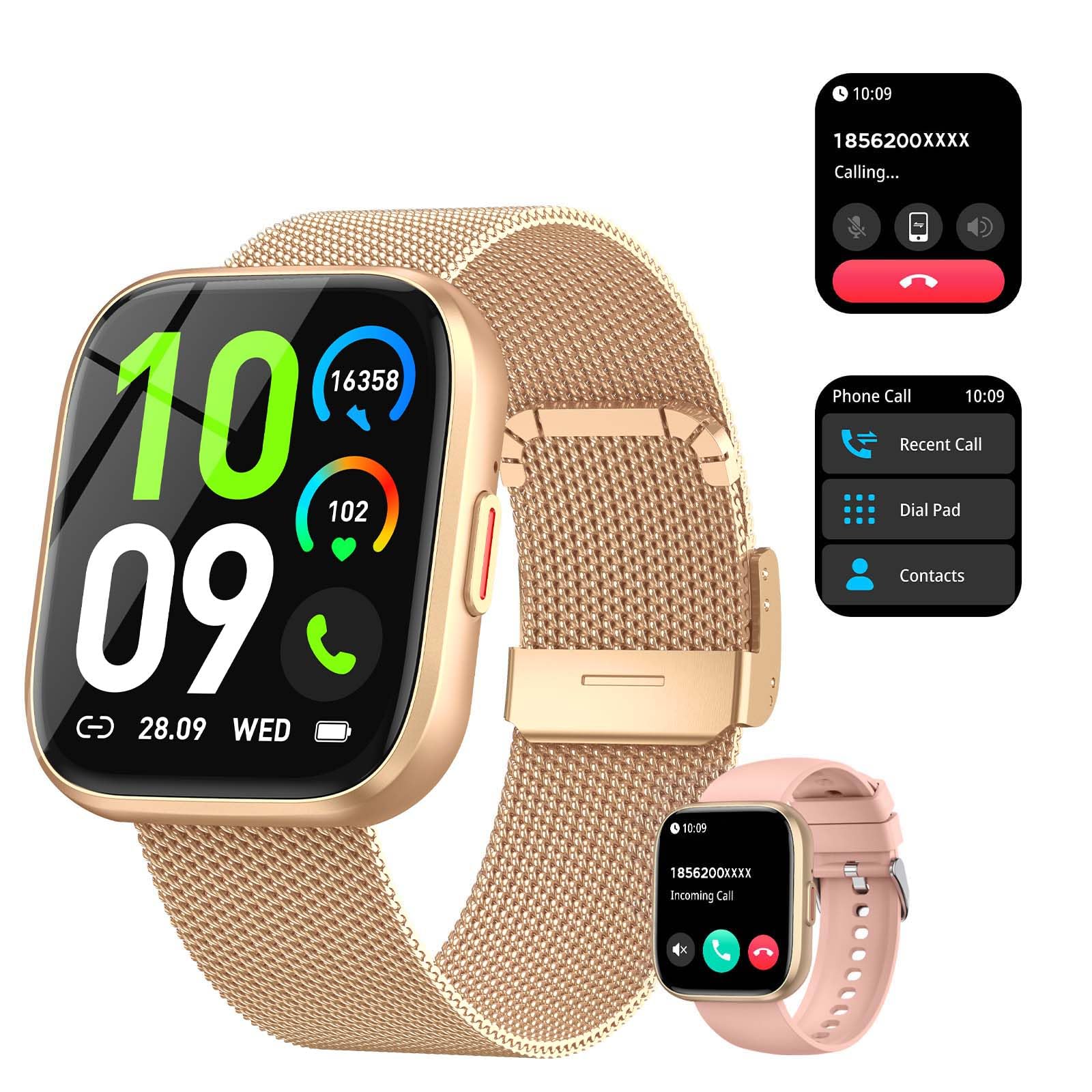 Paukila Smart Watches For Women, 1.85 '' Fitness Watch Answer/Make Calls, Fitness Tracker With Pedometer/Calories, 24/7Heart Rat