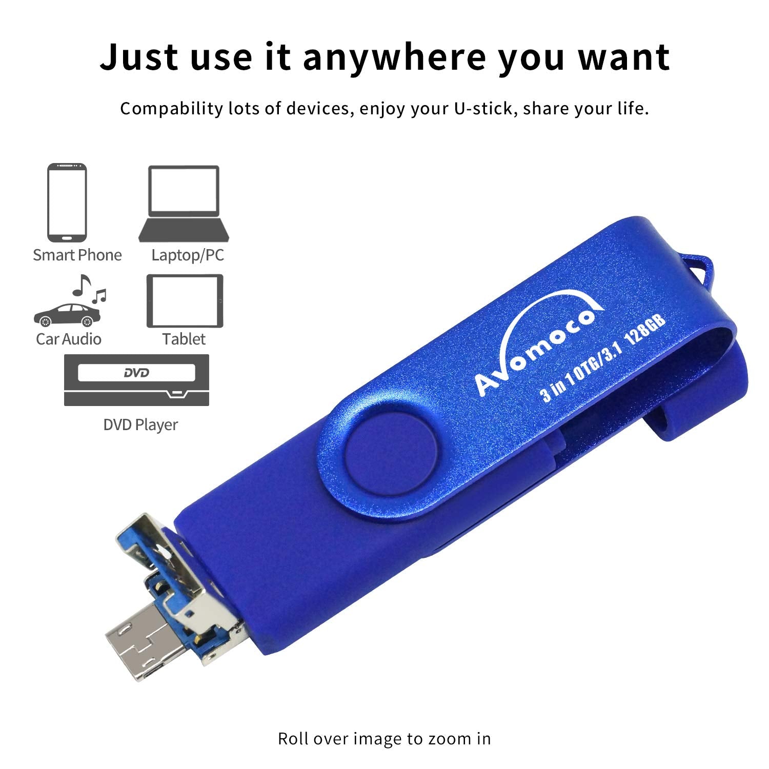 Avomoco 3.1 512Gb 3 In1 High Speed Photo Backup Flash Drive For Android Phones Wtih Type C/Micro Port&Tablets&Pc. Photo Stick Fo