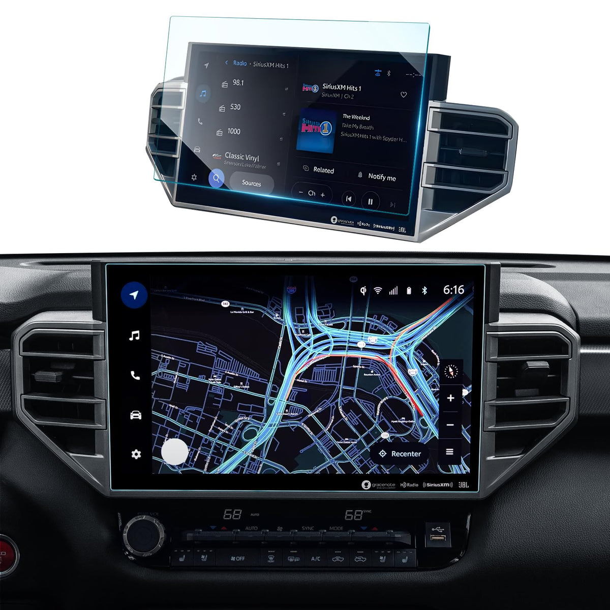 Lantu Car Screen Protector For 2022-2024 Toyota Tundra Accessories& 2023-2024 Sequoia 14'' Tempered Glass Gps Navigation Touchsc