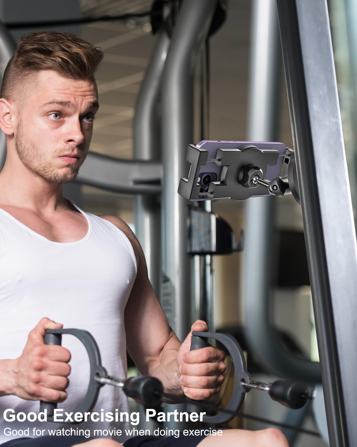 Gym Magnetic Phone Holder [Strong Magnet] Golf Cart Phone Mount For Gym [360 Rotatable] Four Corners Fixed Anti-Shake Big Phone