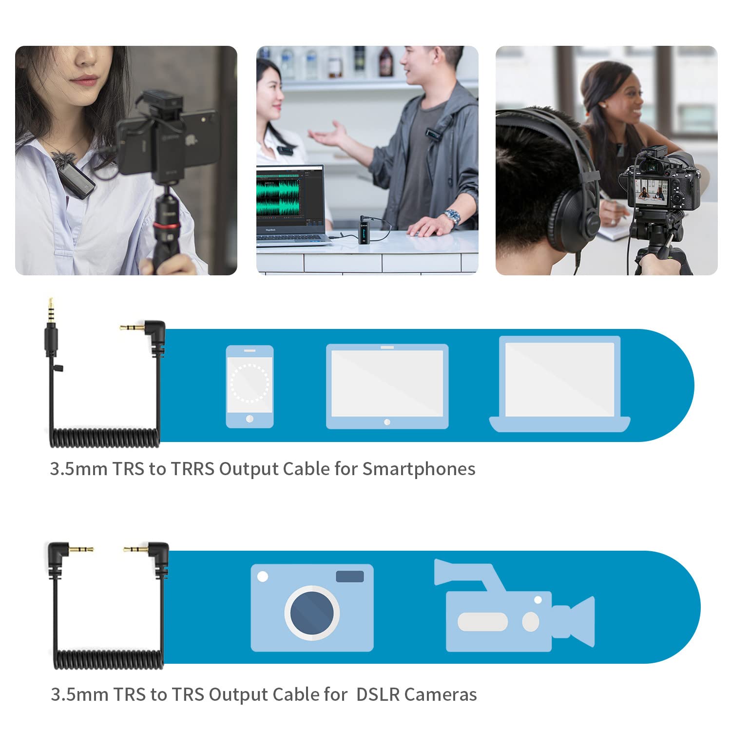 Boya By-Xm6 2.4Ghz Adaptive Frequency Hopping Wireless Lavalier Microphone Kit, 328Ft Barrier-Free Transmission, 7 Hours Battery