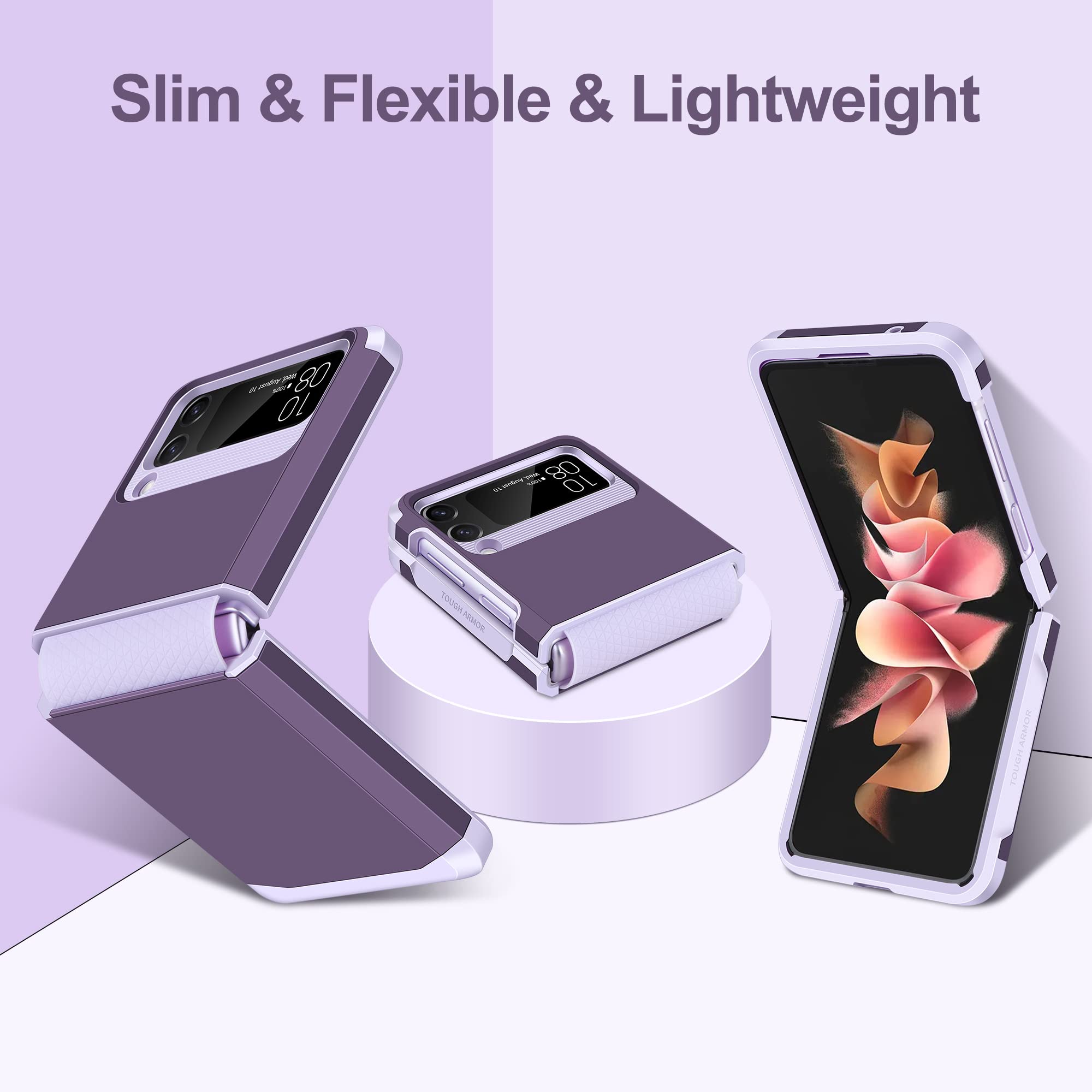 Samonpow For Samsung Galaxy Z Flip 3 Case, Z Flip 3 Case With Upgraded Hinge Protection Dual Layer Hard Pc Soft Tpu Bumper Full