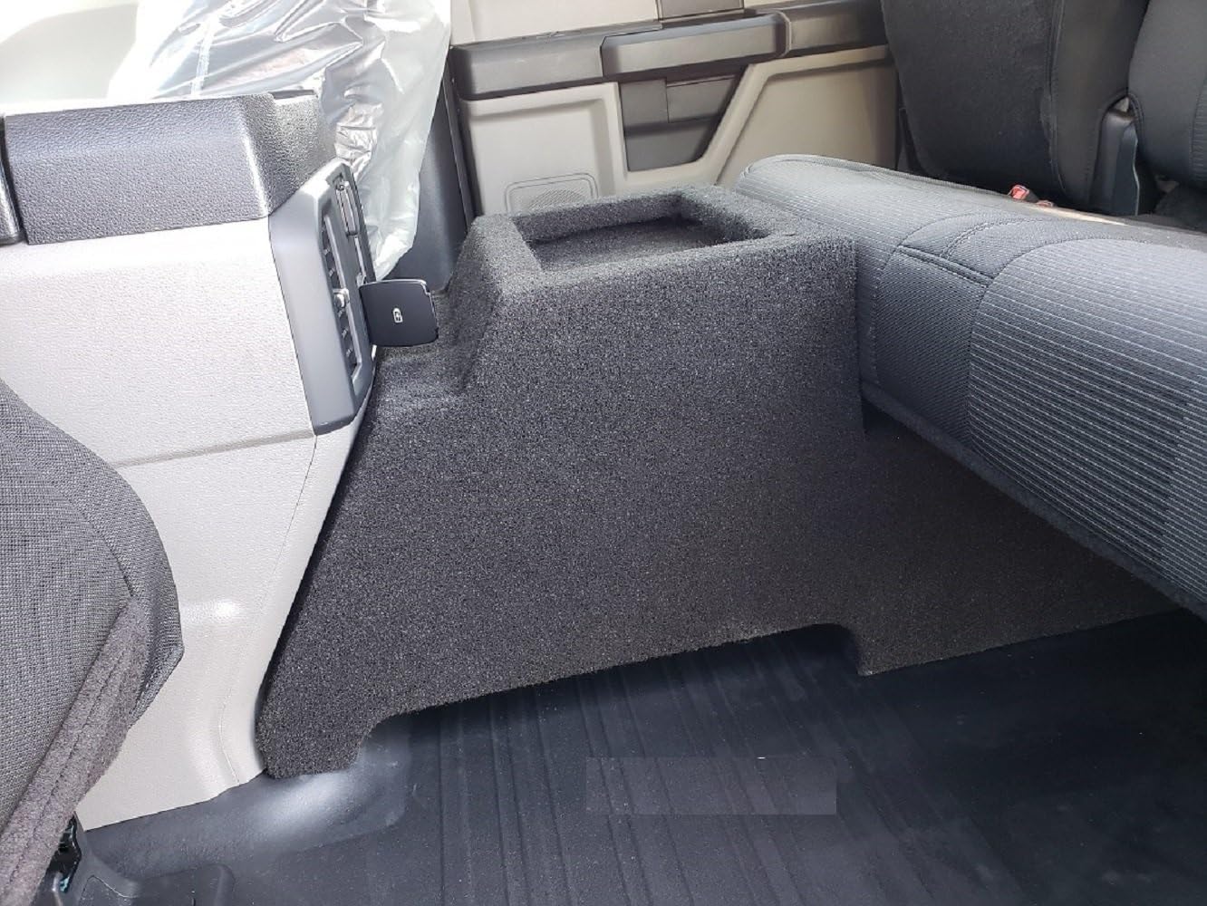 Subthump 12' Rear Console Downfire Subwoofer Enclosure Fits 2015 2020 Supercrew