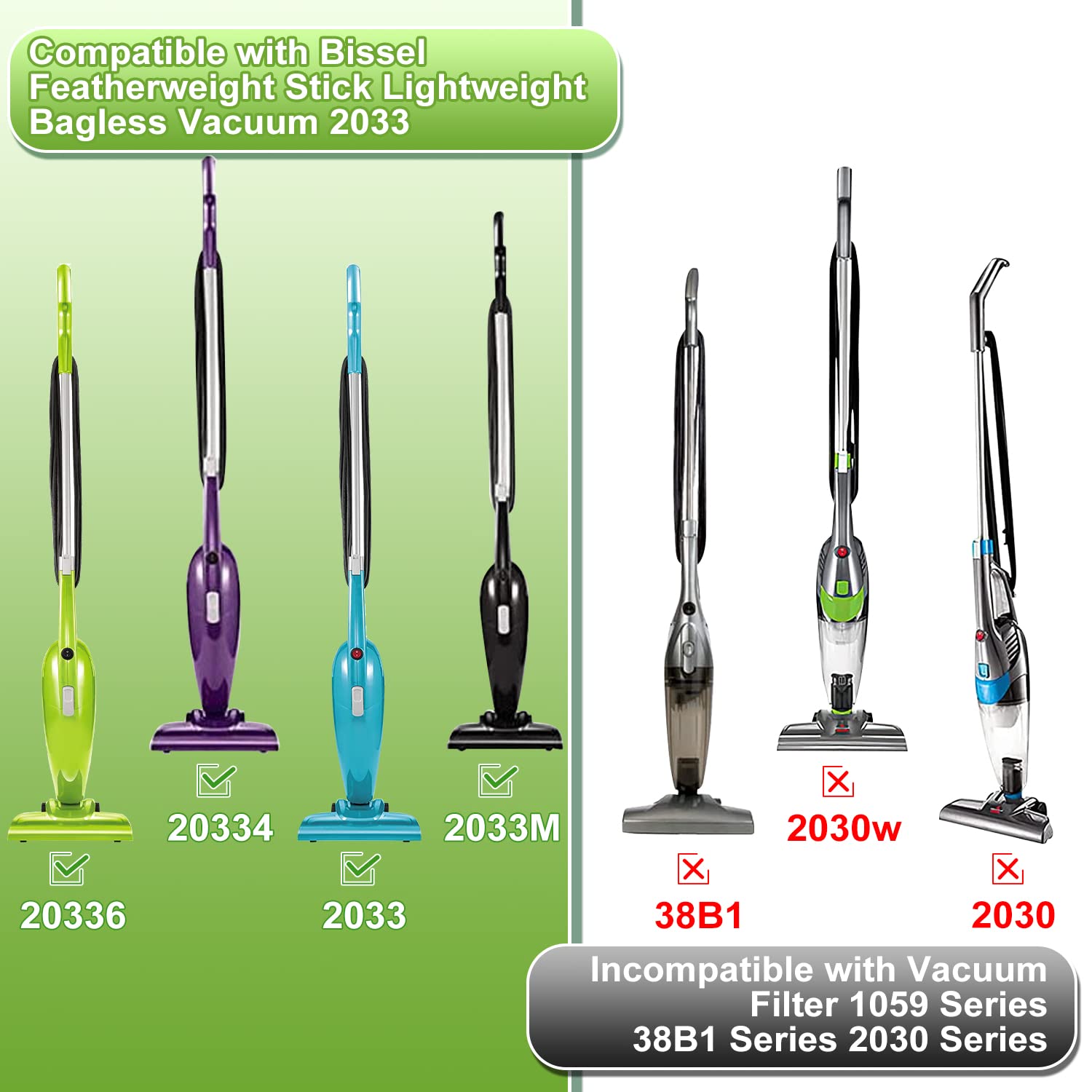 Featherweight Filter Compatible With Bissell Featherweight Stick Lightweight Bagless Vacuum 2033 20331 20333 20334 20336 20339 2