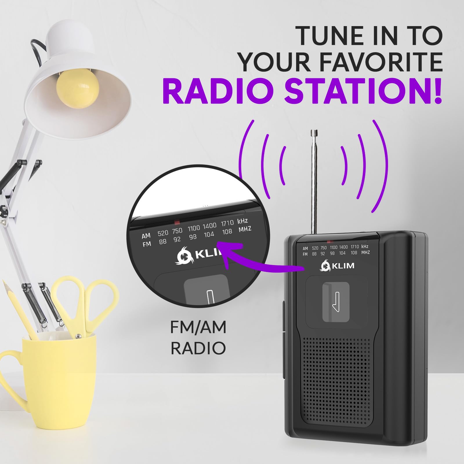 Klim K8 Cassette Tape Player Portable + Cassette Recorder + New + Am/Fm Walkman Cassette Player + Built In Microphone & Speaker