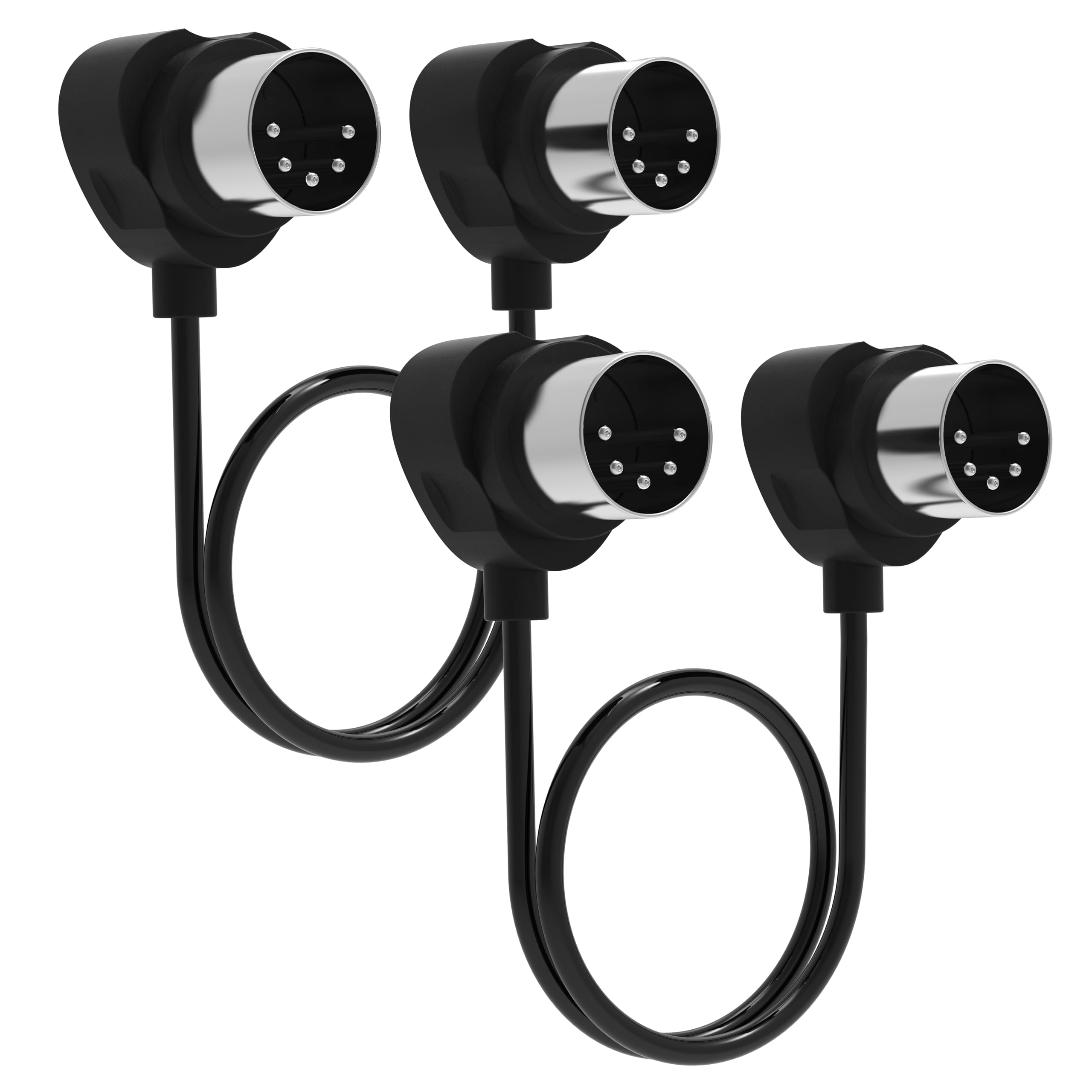 FORE 2-Pack 3.3-Feet / 100cm Right-Angle MIDI Cable with Ultra-Small Plugs for Tight Space, 5-Pin Din MIDI Cable Compatible with