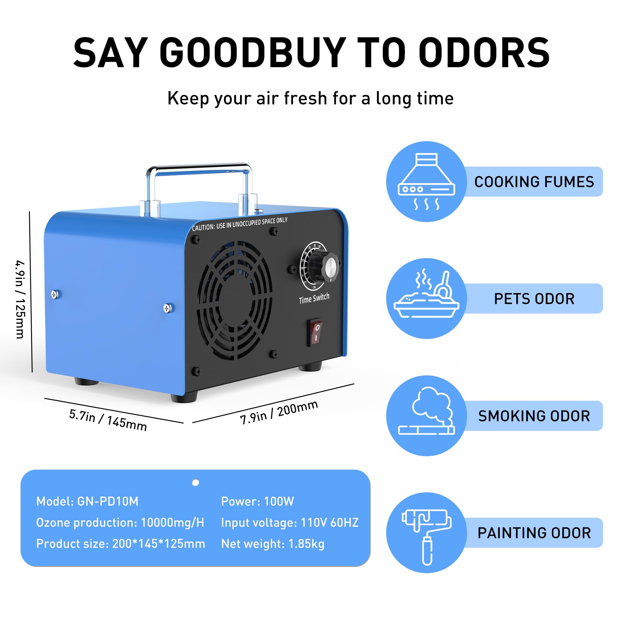 Aiikee Commercial Ozone Machine 10,000Mg/H, Industrial High Capacity Of Multipurpose Ozone Purifier With Carry Handle For Home,