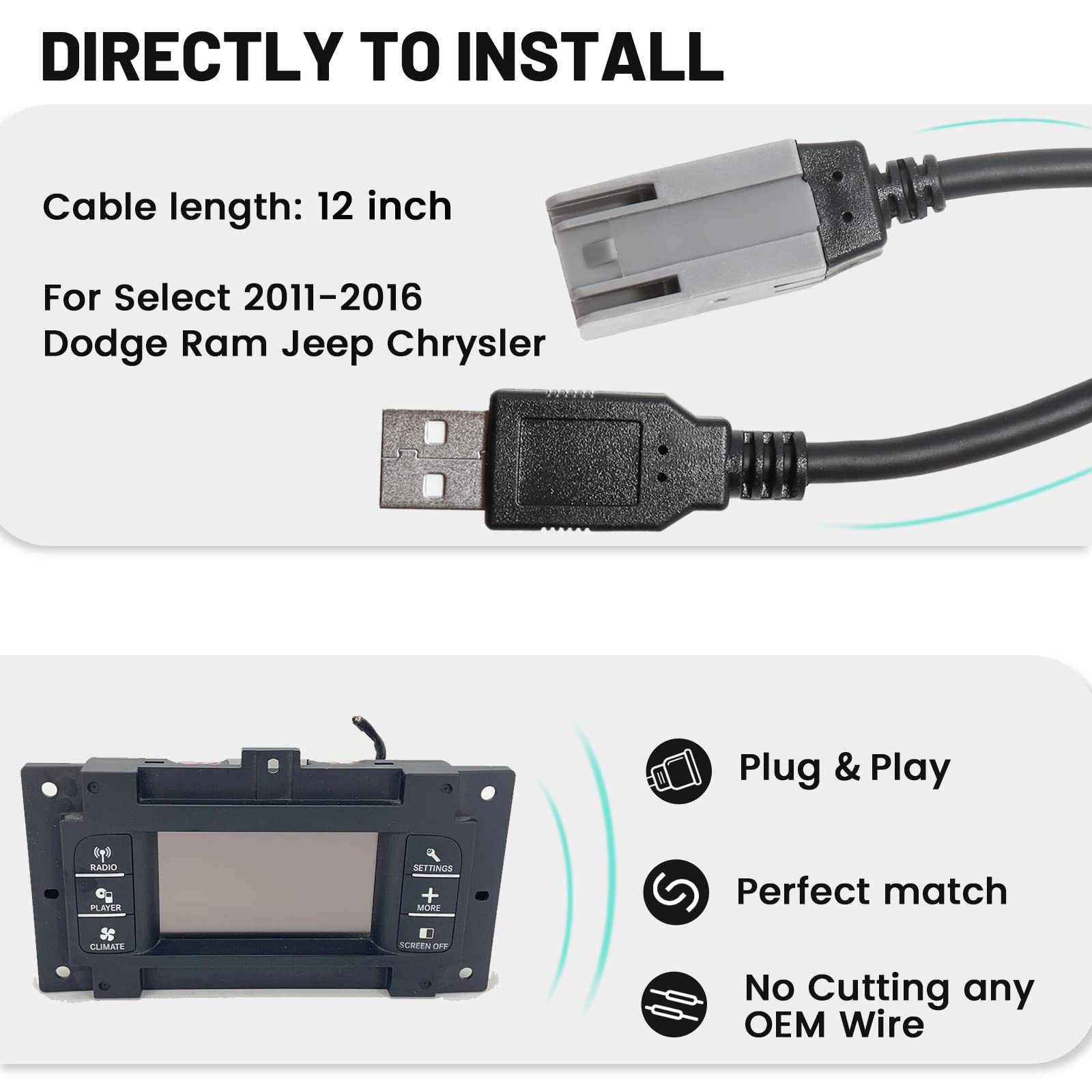 Red Wolf Usb Port Retention Cable For Jeep Dodge Ram Chrysler 2010 2015