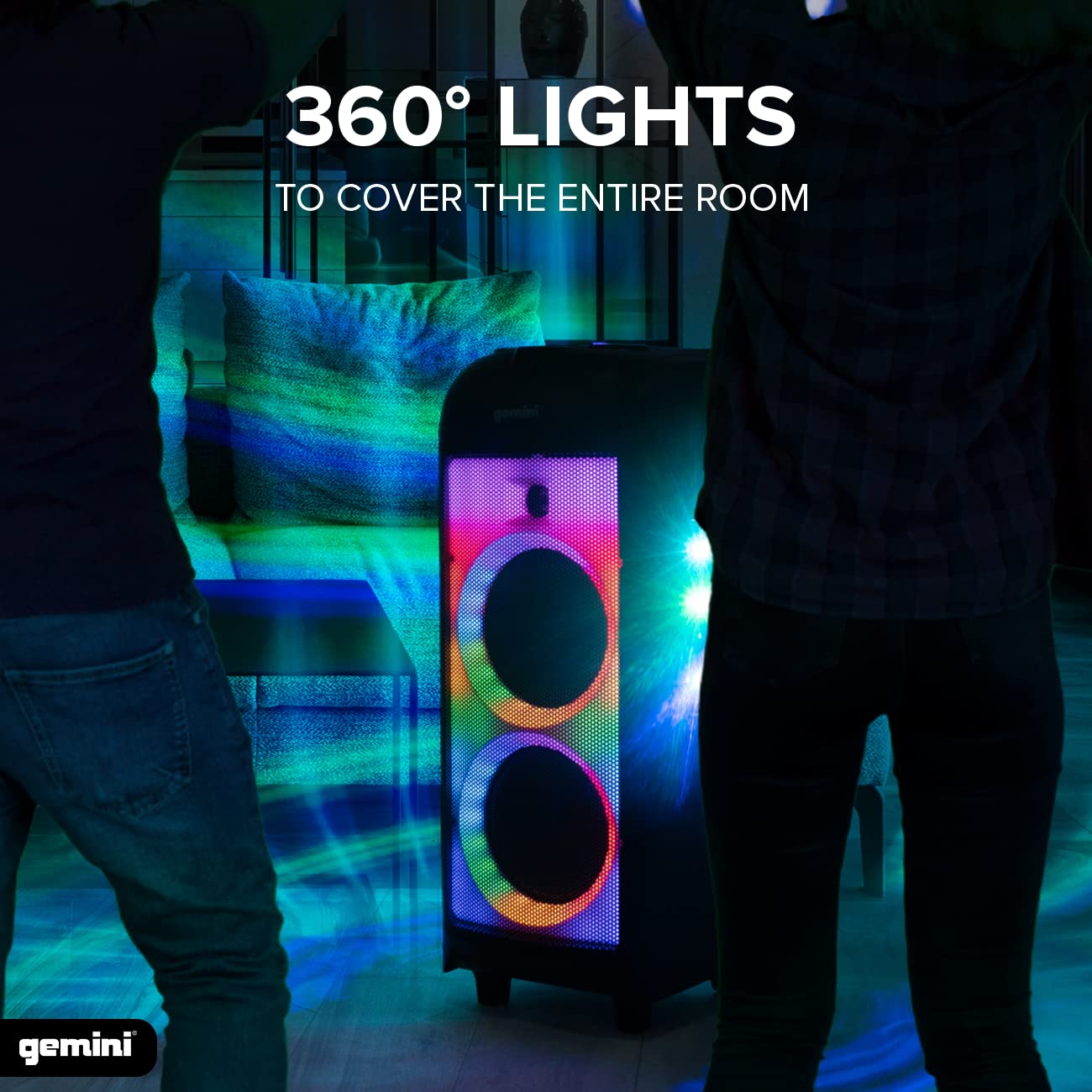 Gplt 360 Portable 1000 Watt Wireless Self Battery Powered Loud Bluetooth Party Tower Speaker Box With 360� Of Sound And 360� Of Beat Synced Light