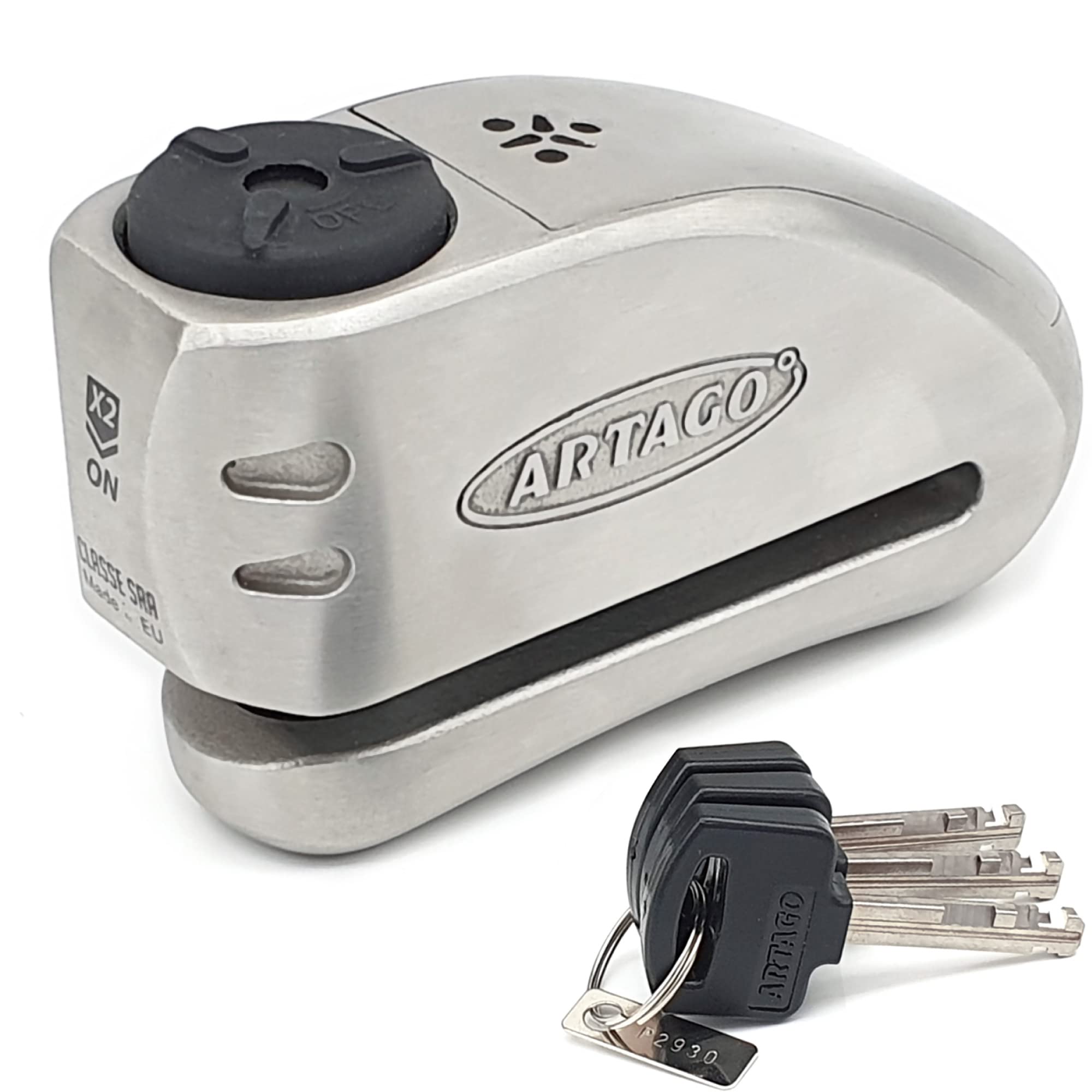 Artago 32 State Of The Art Disc Lock Without Or With Alarm 120Db + Dont Touch Warning, Exclusive Saa Triple Locking, Sra Approve