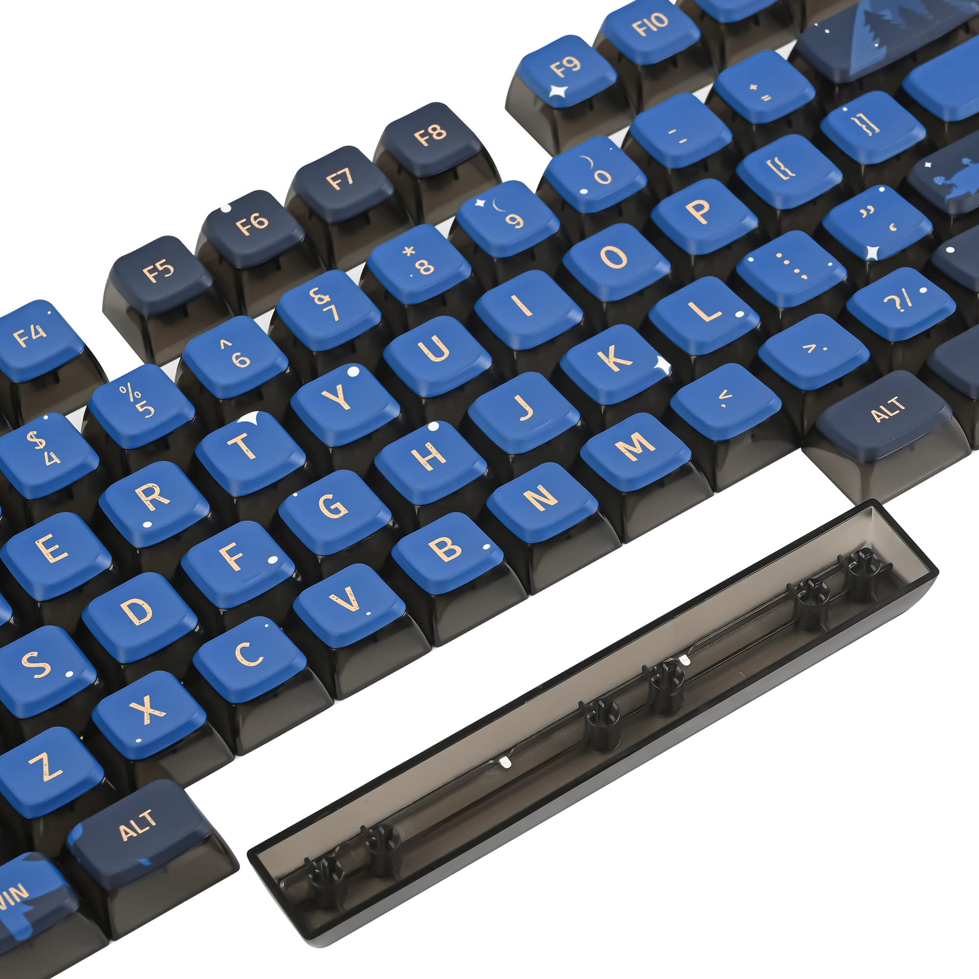 Camping Asa Pudding Custom Keycap, 118 Key Pbt Sublimation Blue Key Cap Set For Cherry/Gatron Mx Switches 60 Percent/64/61 Gamin