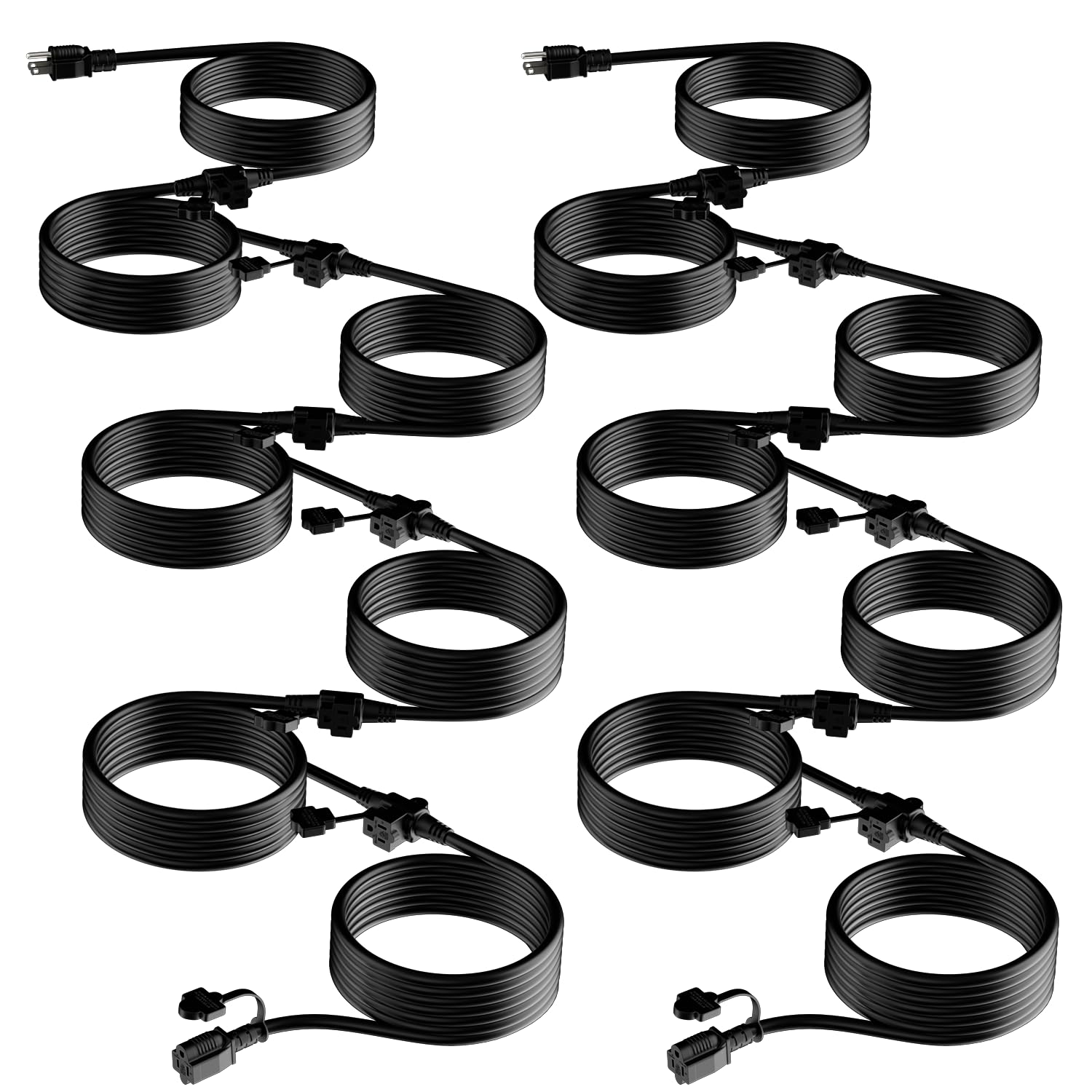 K Kasonic   Outdoor Extension Cord 100 Ft, Evenly Spaced 12 Outlets Plugs, 16/3 Sjtw Weatherproof Multiple Outlets Wire For Land