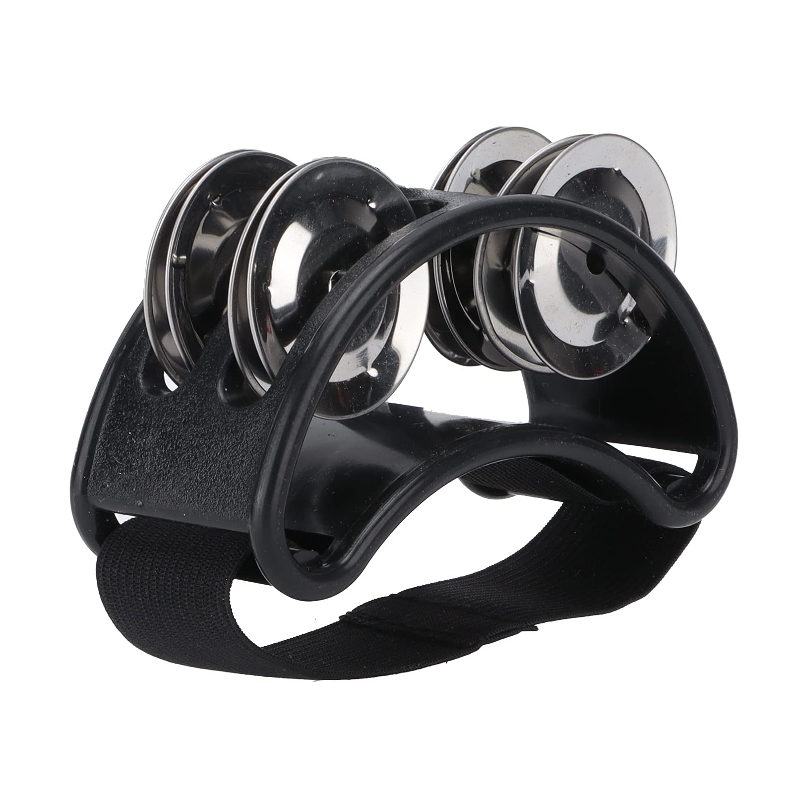 Tyenaza Foot Tambourine with Bright Steel Jingles, Acoustic Set Enhancer, Versatile for Guitars, Drums, and Soloists (Black)