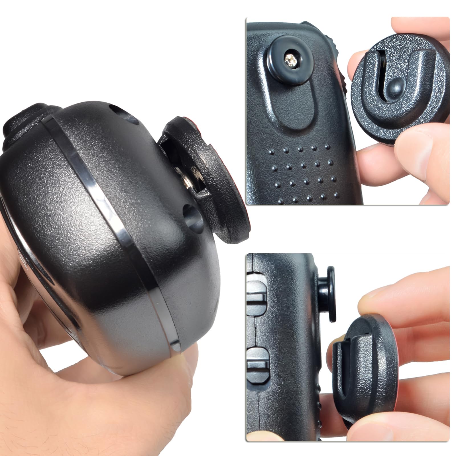 Hys Universal Mobile Ham Cb Radio Shoulder Speaker Microphone&Mic Hanger Holder Mount With Adhesive Back, Universal Round Knob (Packing Of 2Pcs)