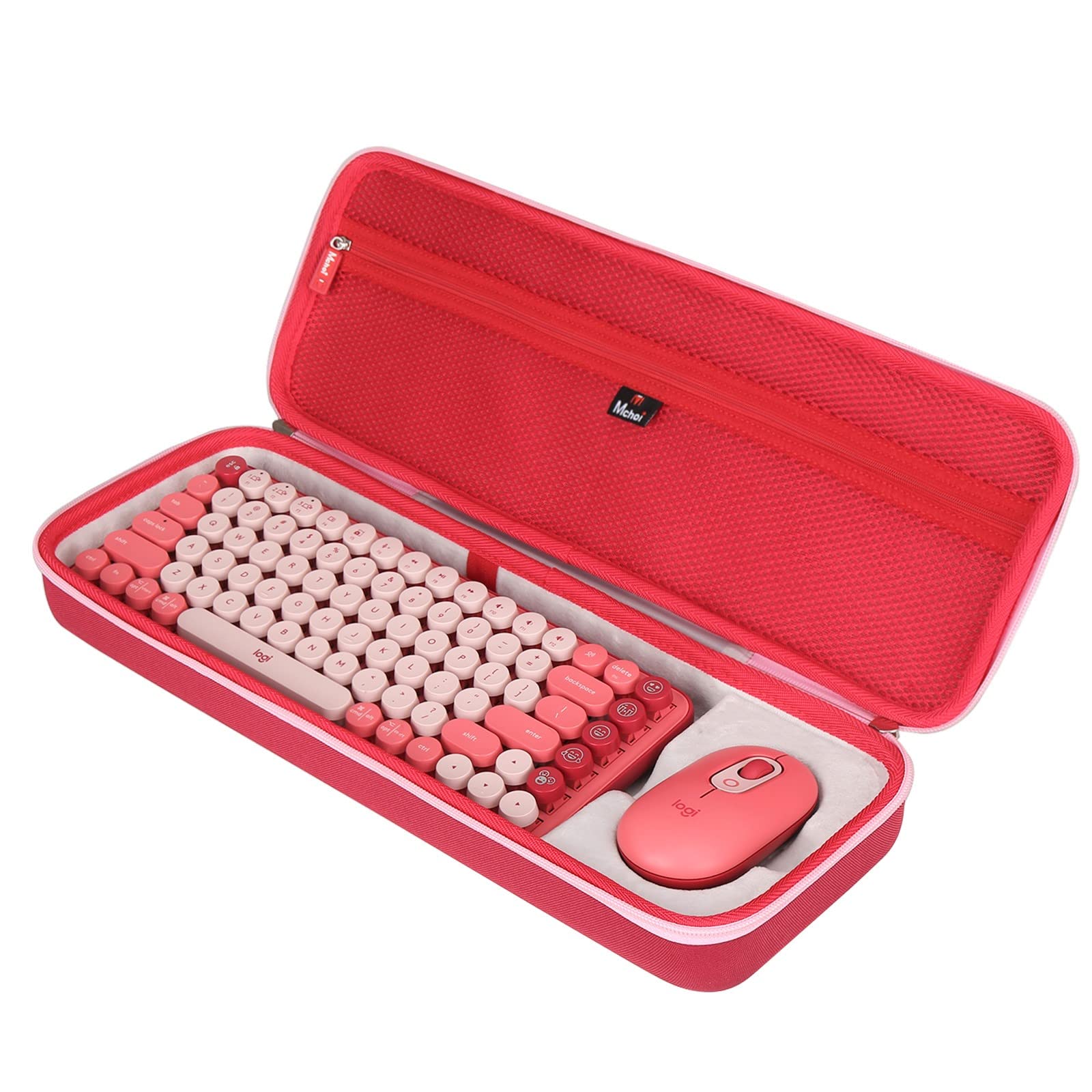 Mchoi Shockproof Carrying Case For Logitech Pop Keys Mechanical Wireless Keyboard With Customizable Emoji Keys, Pink, Case Only