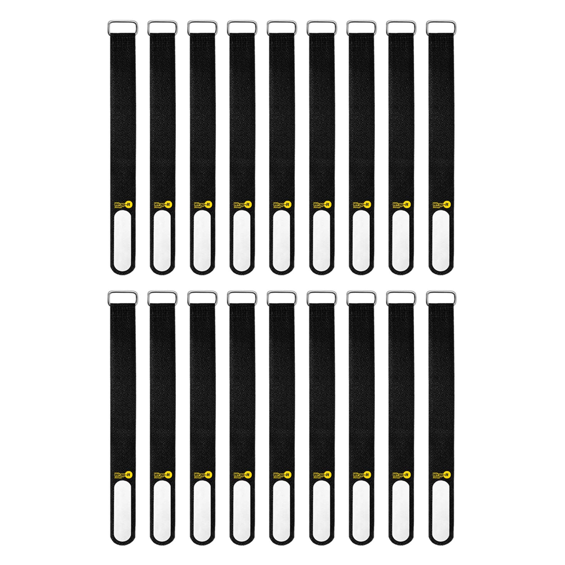 Wrap It Storage Cinch Straps, 8 In (18 Pack) Black   Hook And Loop Strap With Write On Label For Easy Cord Identification And Ca