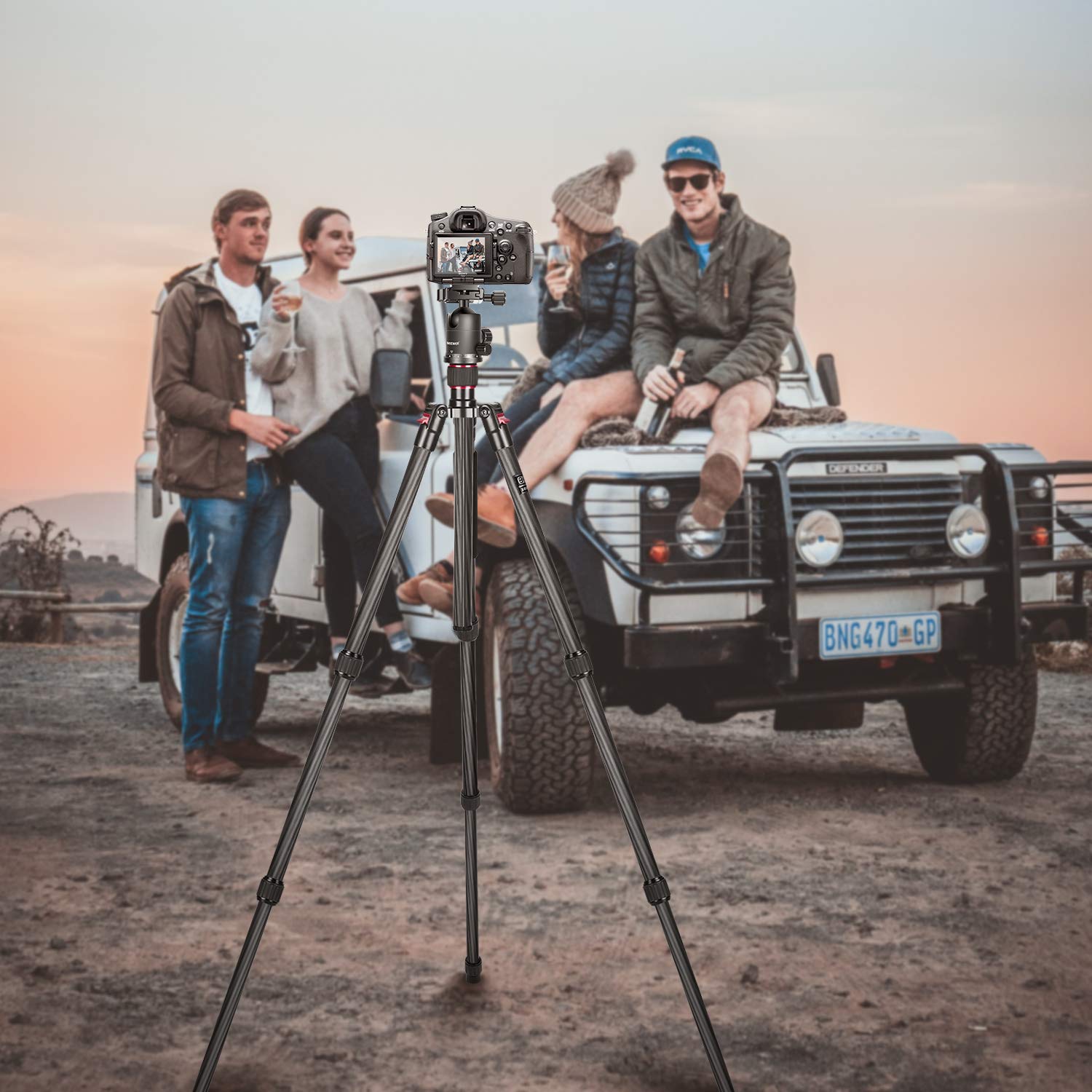 Neewer 66''/168Cm Carbon Fiber Tripod For Camera With 360 Panorama Ball Head, 1/4'' Arca Qr Plate, Portable Bag, Compact Travel