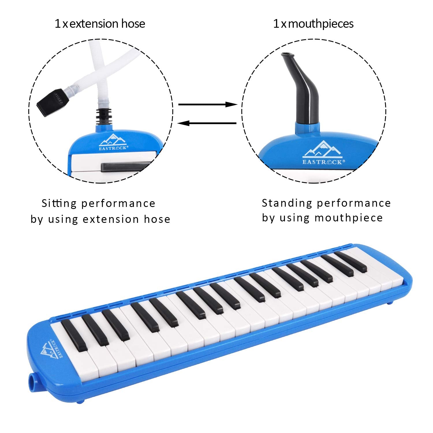 Eastrock 37 Key Melodica Instrument Keyboard Soprano Piano Style With Mouthpiece Tube Sets And Carrying Bag For Beginners Adults