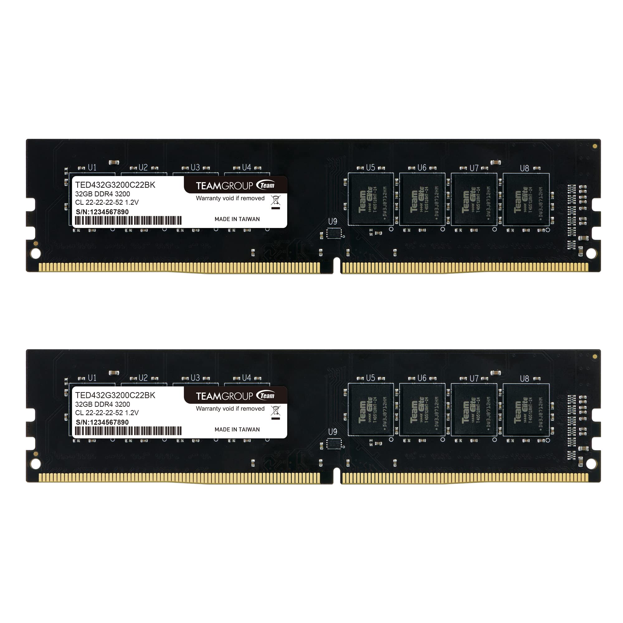 Teamgroup Elite Ddr4 64Gb Kit (2 X 32Gb) 3200Mhz (Pc4 25600) Cl22 Unbuffered Non Ecc 1.2V Udimm 288 Pin Pc Computer Desktop Memo