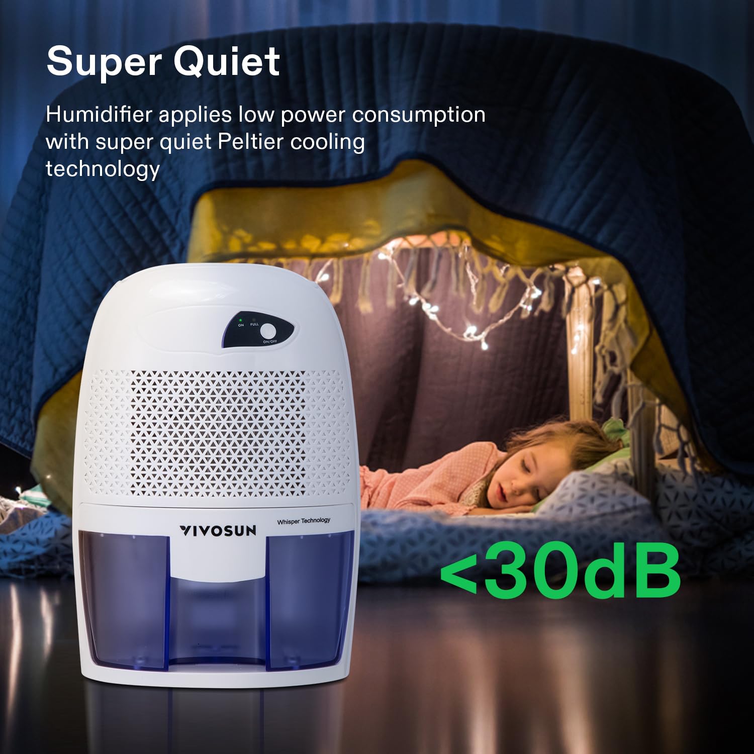 Vivosun Electric Mini Dehumidifier, Ultra Quiet 225 Sq. Ft. Dehumidifier With 500Ml Water Tank, Indicator Light And Auto Shut Of