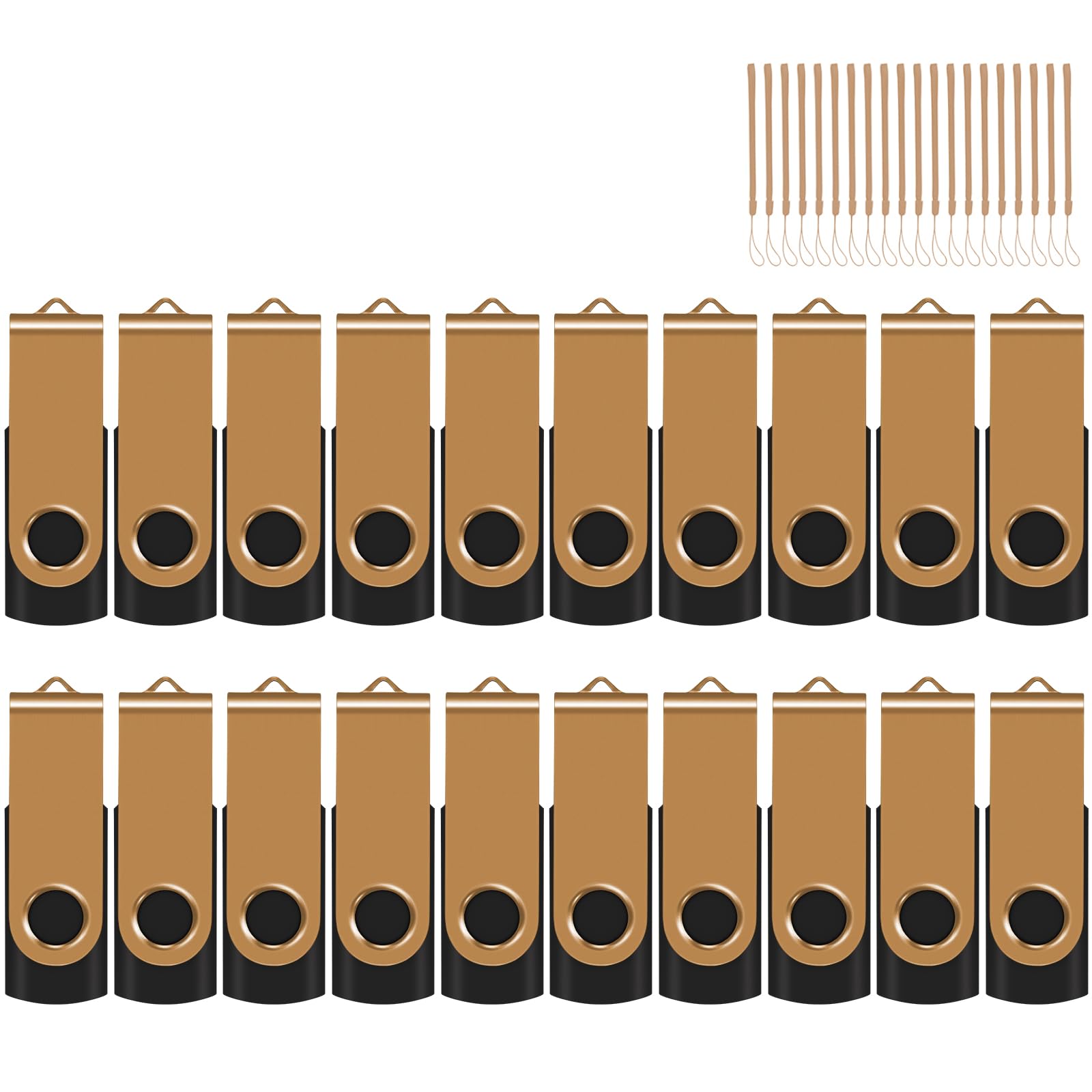 Eastbull 2Gb Usb Flash Drive Bulk Thumb Drives 20 Pack With Lanyards Usb 2.0 Jump Drive 2Gb Memory Sticks Zip Drive Pen Drive For Storage And Backup Gold 20Pcs 2Gb